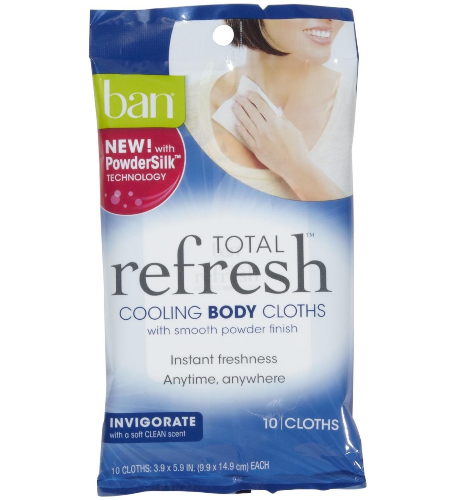 Ban Total Refresh Cooling Body Cloths - Invigorate 10 Pack | Refreshing & Soothing Body Wipes for All-Day Comfort - Buy Online on GoSupps.com