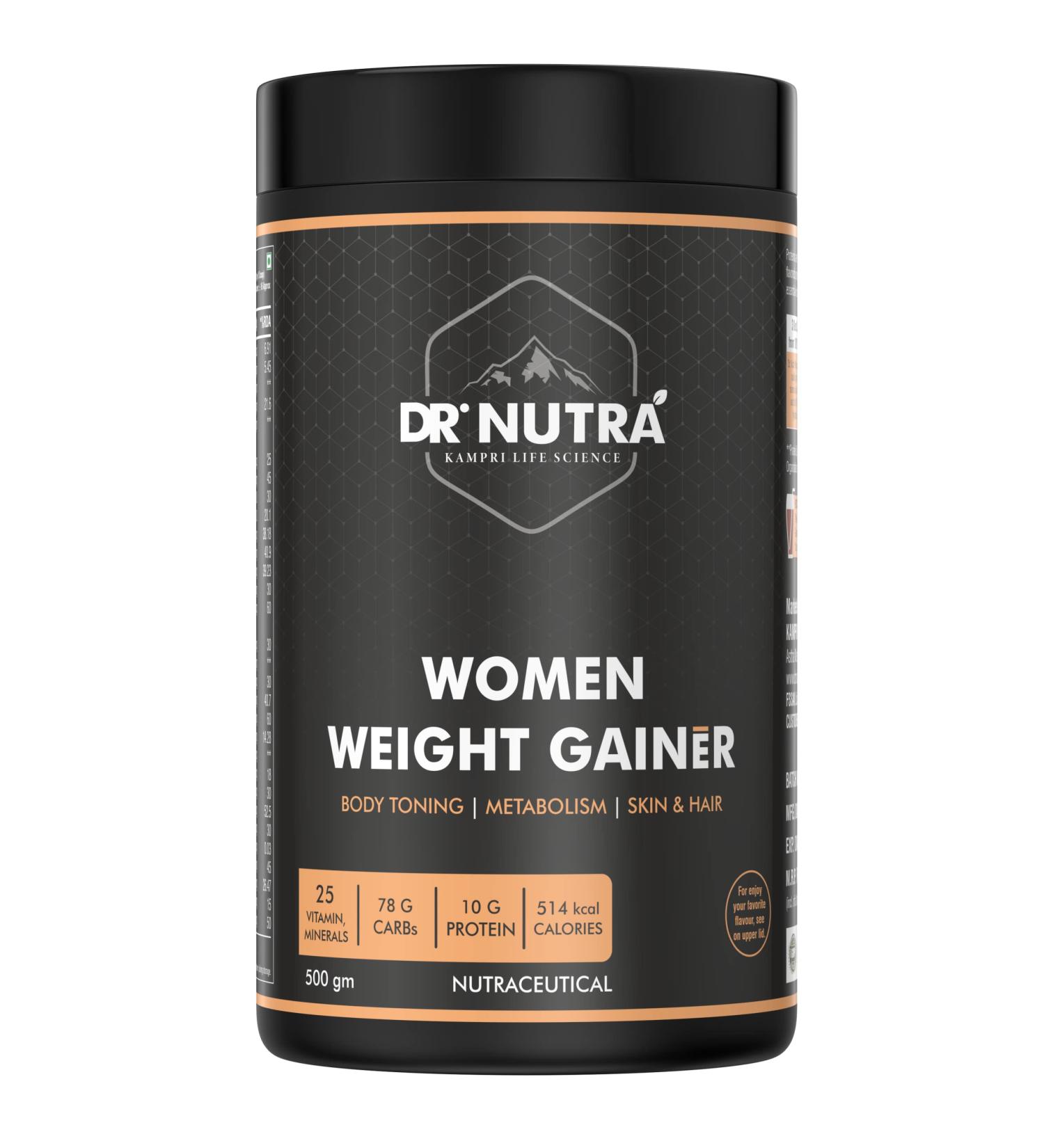 Dr. Nutra Women's Weight Gainer - Increase Breast Muscle & Gain Weight | 500g Chocolate Flavor - Buy Online on GoSupps.com