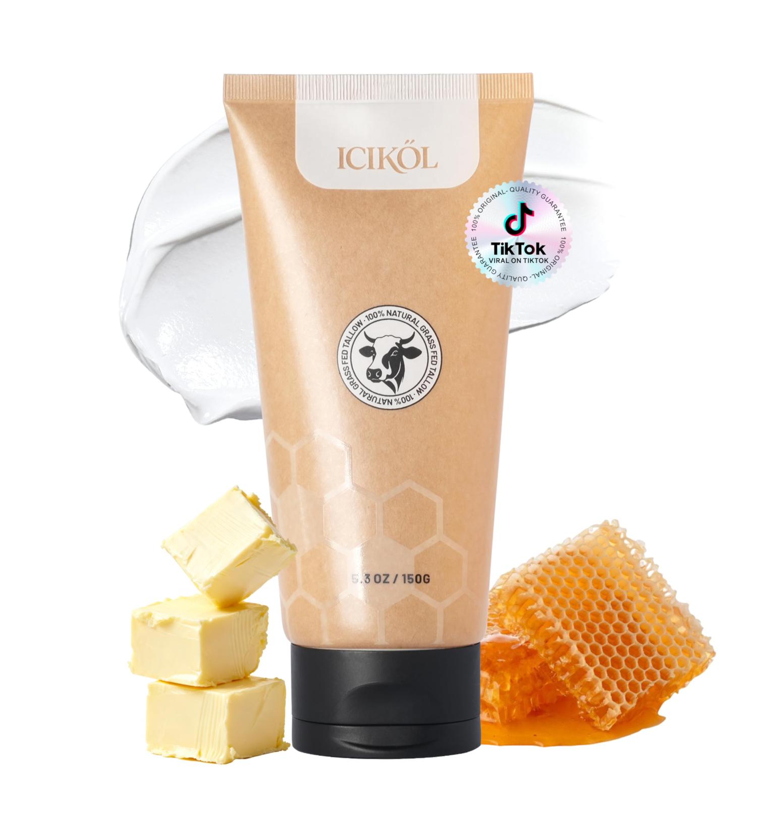 Organic Beef Tallow Honey Balm Whipped Moisturizer for Face and Body Grass Fed Beef Tallow for All Skin Safe Natural Edible Grade Ingredients Pure Unscented Cream Day Night Skincare 5.3 oz - Buy Online on GoSupps.com