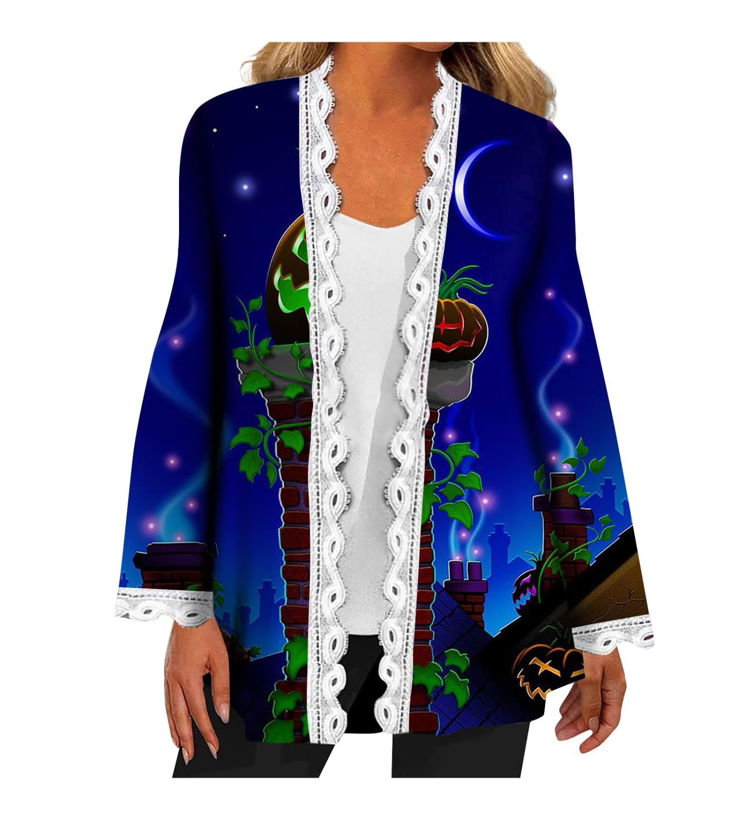 Halloween Costumes Jacket Ladies Long Sleeve Jacket Fashion Light Casual Long Sleeve Lightweight Jacket Casual Large Blue - Buy Online on GoSupps.com