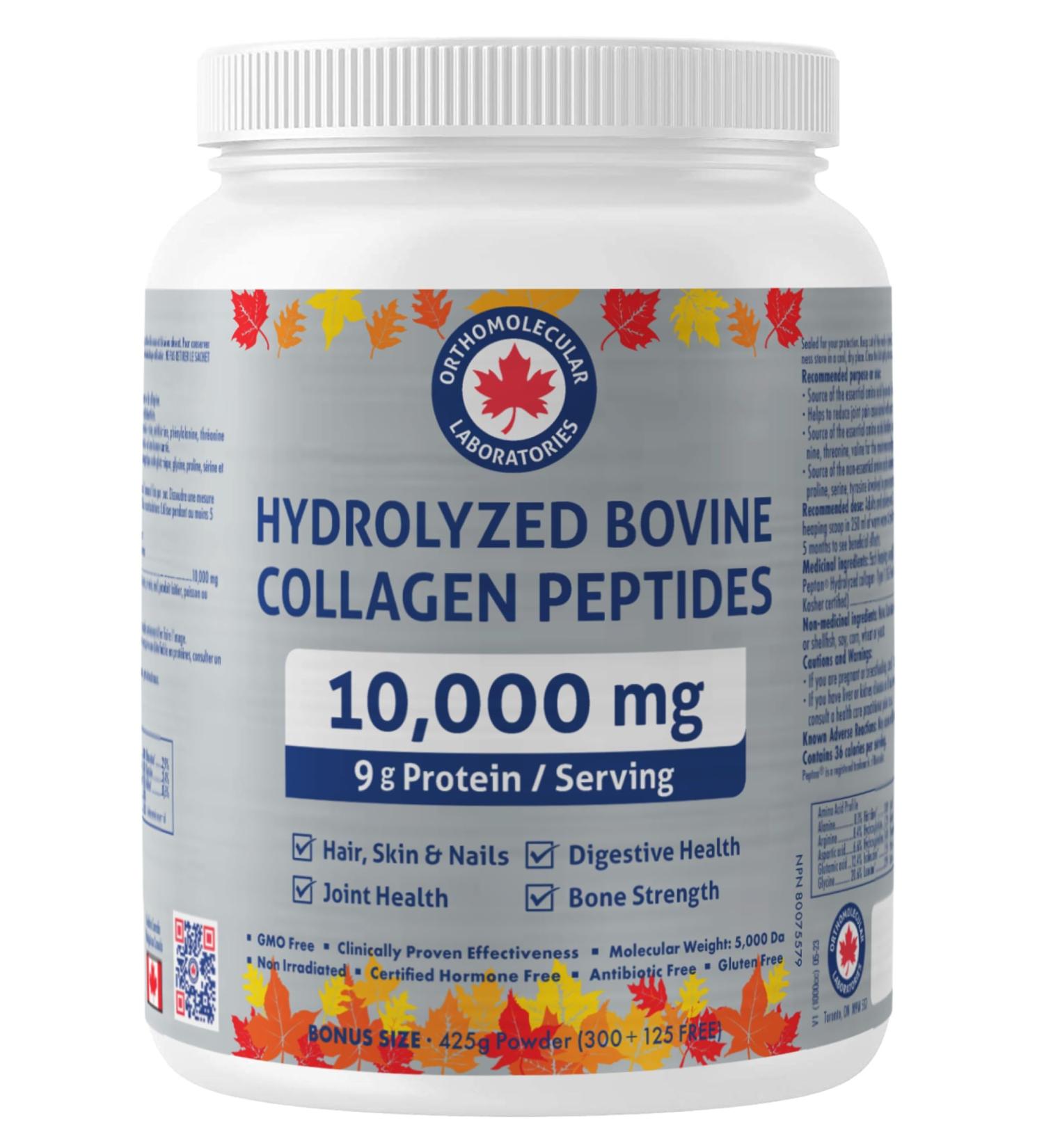 Orthomolecular Laboratories - Hydrolyzed Bovine Collagen Peptides Powder 10000mg 425g - Vitamins for Bone Strength Digestive Health Joint Health Hair Skin and Nail Vitamins - Collagen Supplement Unflavored 425g (Pack of 1) - Buy Online on GoSupps.com