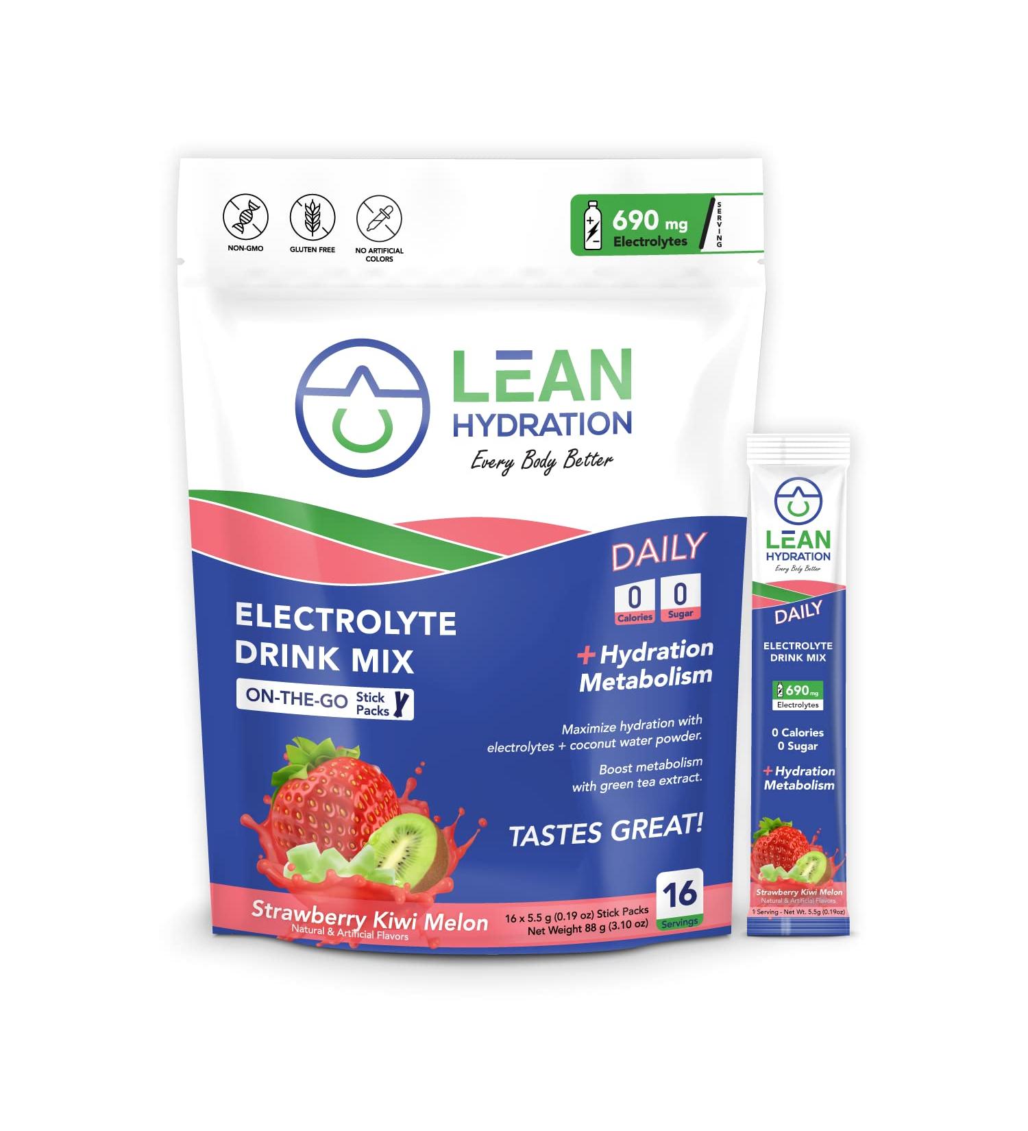 Daily Electrolyte Packets Drink Mix | Zero Calories & Sugar | Vitamins & Minerals | 16 ct Strawberry Kiwi Melon - Shop Now - Buy Online on GoSupps.com