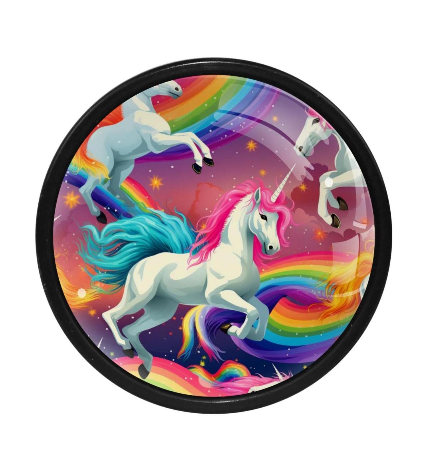 Colorful Unicorn Cupboard Buttons - 4 Pack | Multi-Colored Bathroom Drawer Handles & Kitchen Knobs for Kids' Rooms - Buy Online on GoSupps.com