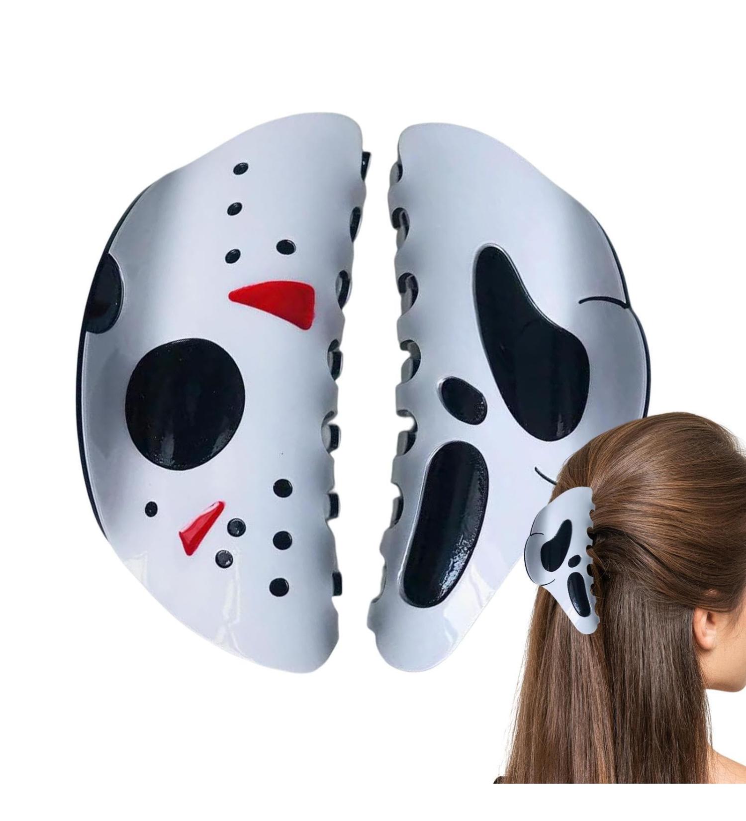 Halloween Hairpin 2PCS Funny Big Skull Ponytail Clip Hair Accessories Gothic Punk Rock Scream Hair Clip for Women Halloween Cosplay Party Favor Combination - Buy Online on GoSupps.com