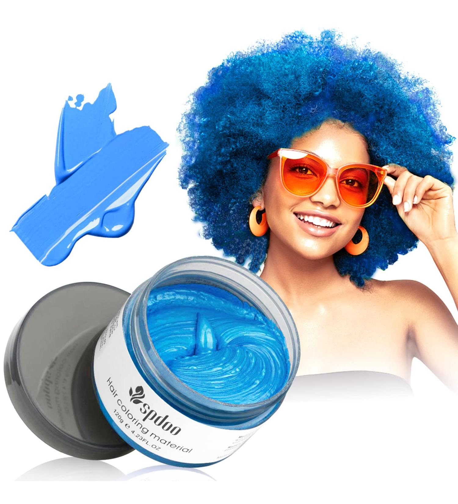 Blue Temporary Hair Color Wax for Men, Women, Kids - Daily Party, Cosplay, Halloween - DIY Hair Dye Paint - Buy Online on GoSupps.com