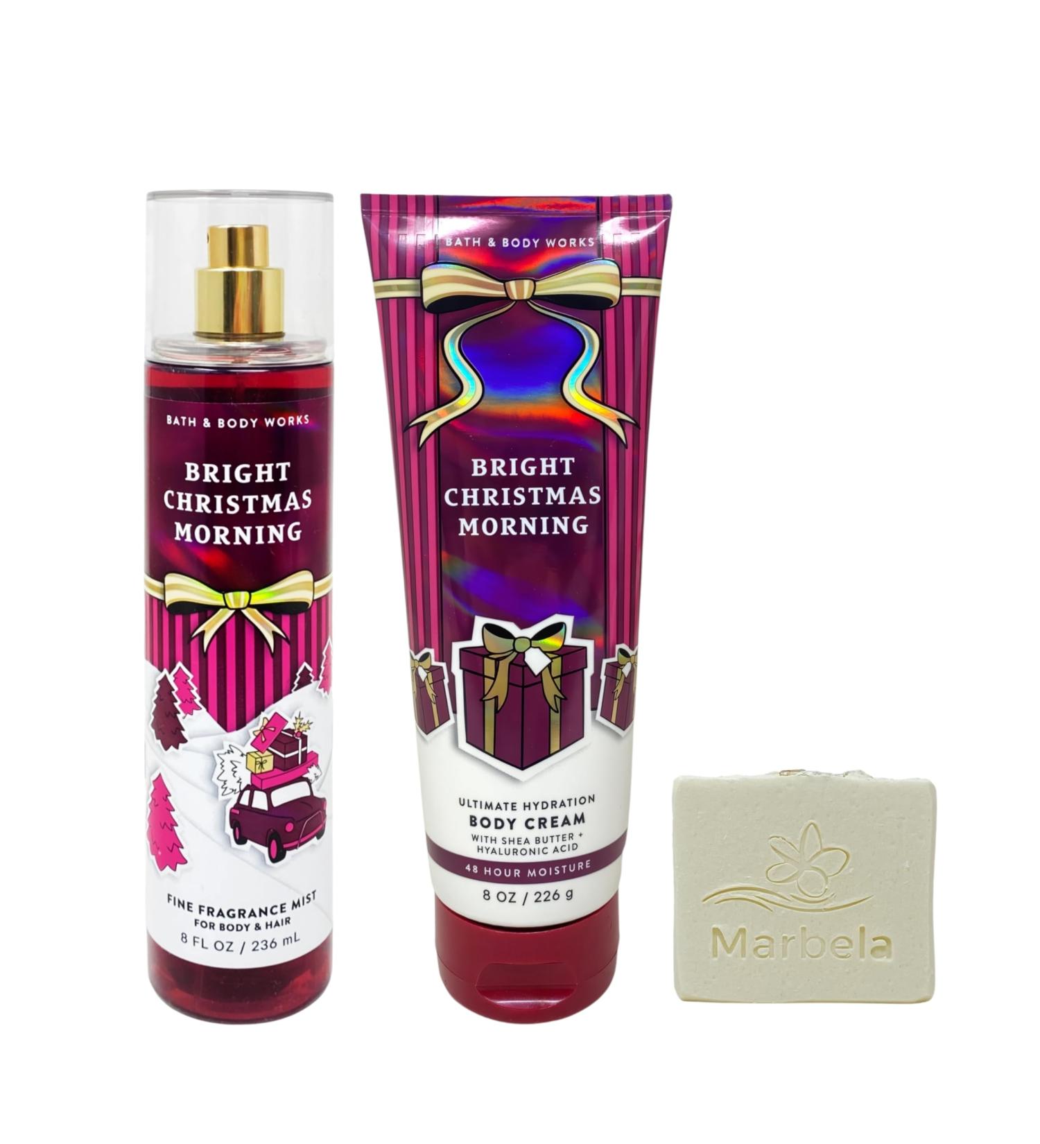 Bath & Body Works Bright Christmas Morning Fine Fragrance Mist Ultimate Hydration Body Cream with a Natural Oats Bar Soap - Buy Online on GoSupps.com