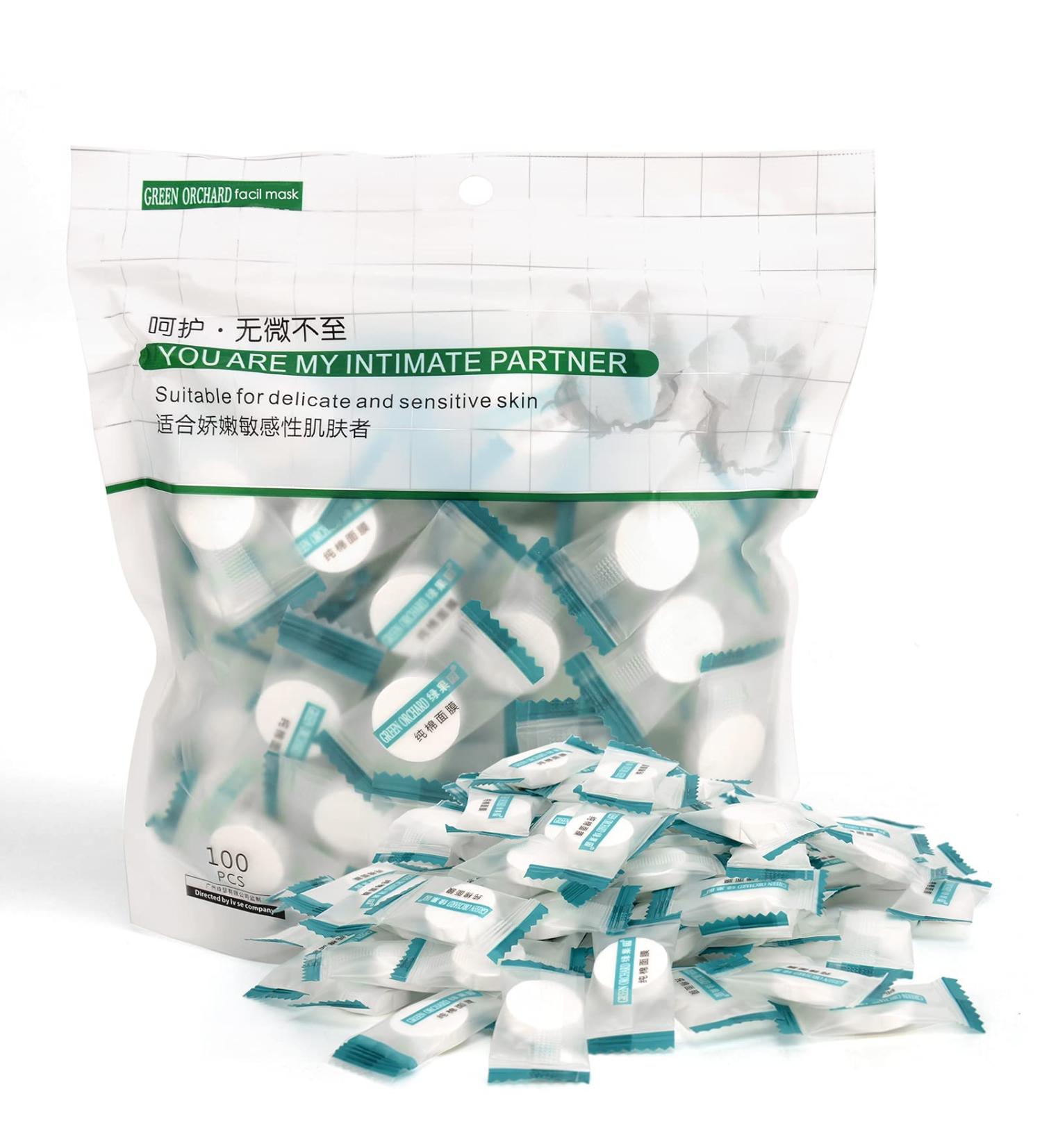 100PCS Cotton Compressed Facial Mask Sheets - DIY Skin Care for Home & Travel | Disposable Individually Packaged Masks - Buy Online on GoSupps.com