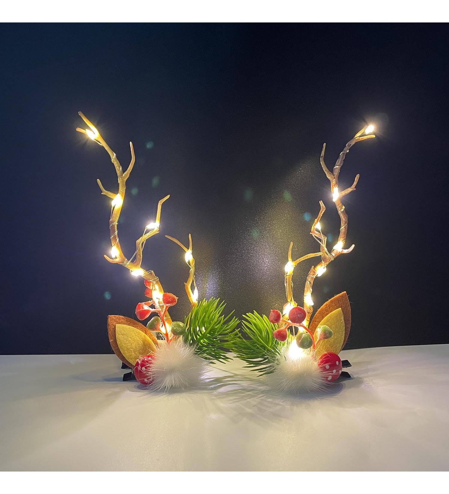 Clataly LED Christmas Hair Pins Simulation Tree Branch Hair Clips Light Up Flower Hairpin Hair Accessories for Women and Girls (Warm light A) - Buy Online on GoSupps.com