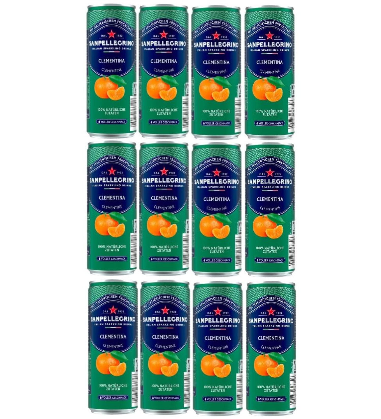Sanpellegrino Naturali Clementina Set of 12 Boxes 0.33 L with Disposable Box + Free Space Biscuits 45 g Onlineshop Bormann