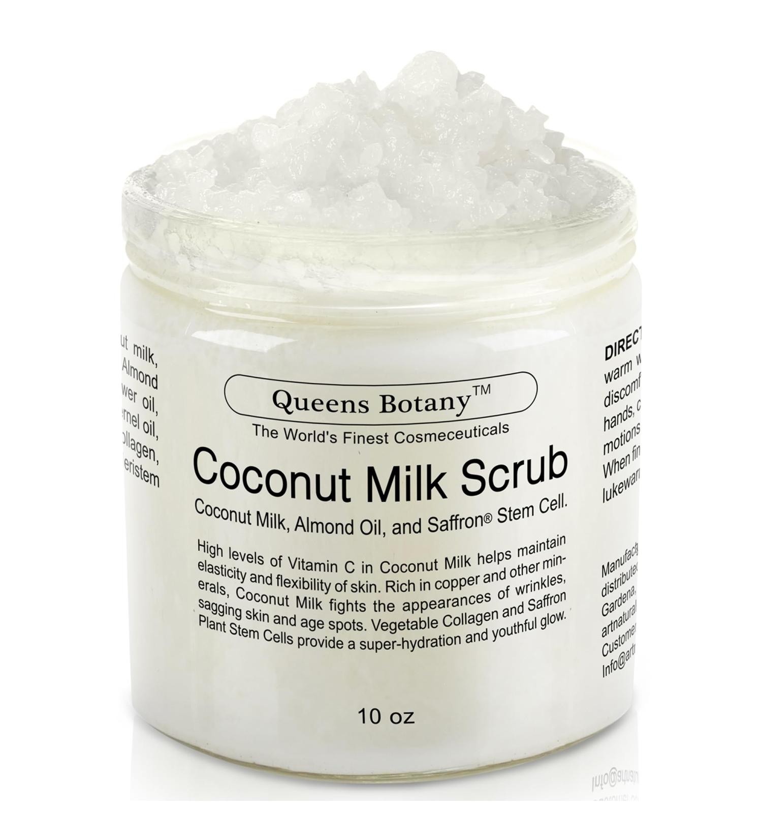 Buy Coconut Milk Body Scrub - Exfoliating & Moisturizing with Almond Oil & Saffron Stem Cells - Anti-Aging Acne & Eczema Relief - 10 oz - Buy Online on GoSupps.com