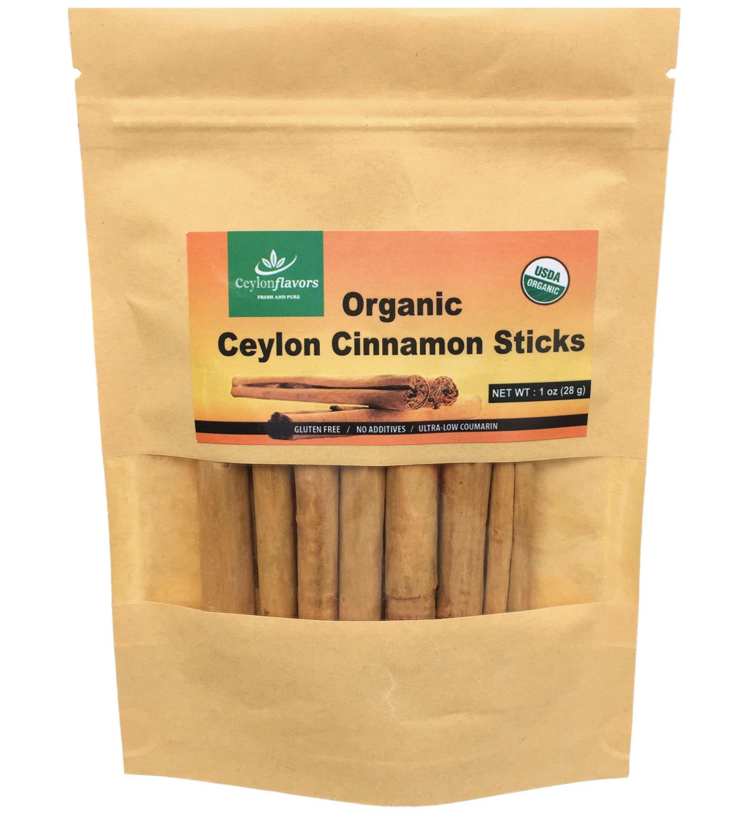 Organic Ceylon cinnamon sticks  True or Real Cinnamon  Premium Grade  Harvested from a USDA Certified Organic Farm in Sri Lanka 1 oz / 28 g (3" cut 6 to 7 sticks) | This is not cassia and ceylon cinnamon is not stronger in - Buy Online on GoSupps.com