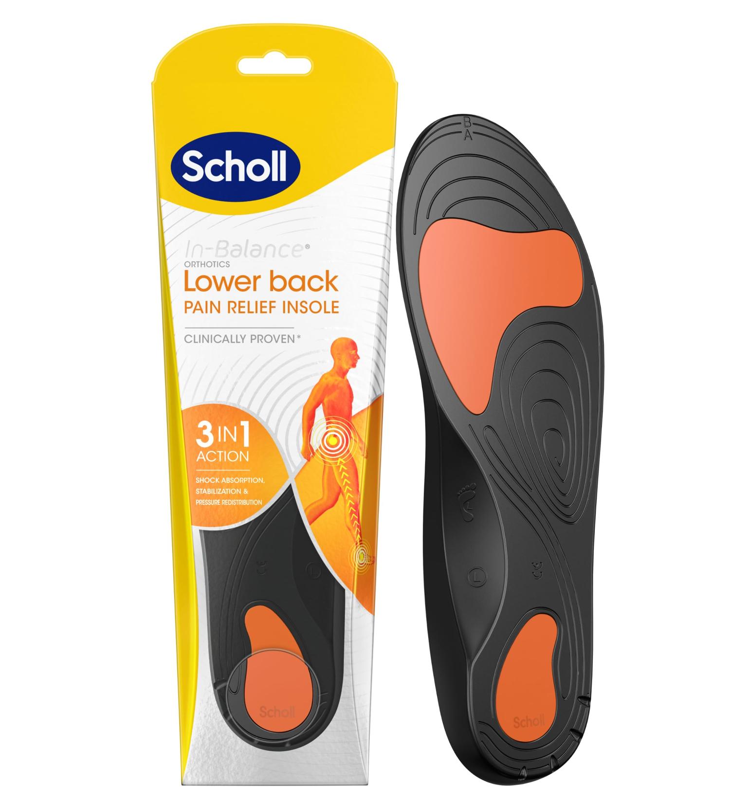 Scholl Orthotic Insole for Lower Back Pain Relief - UK Size 9-11 (Large) - Buy Online on GoSupps.com