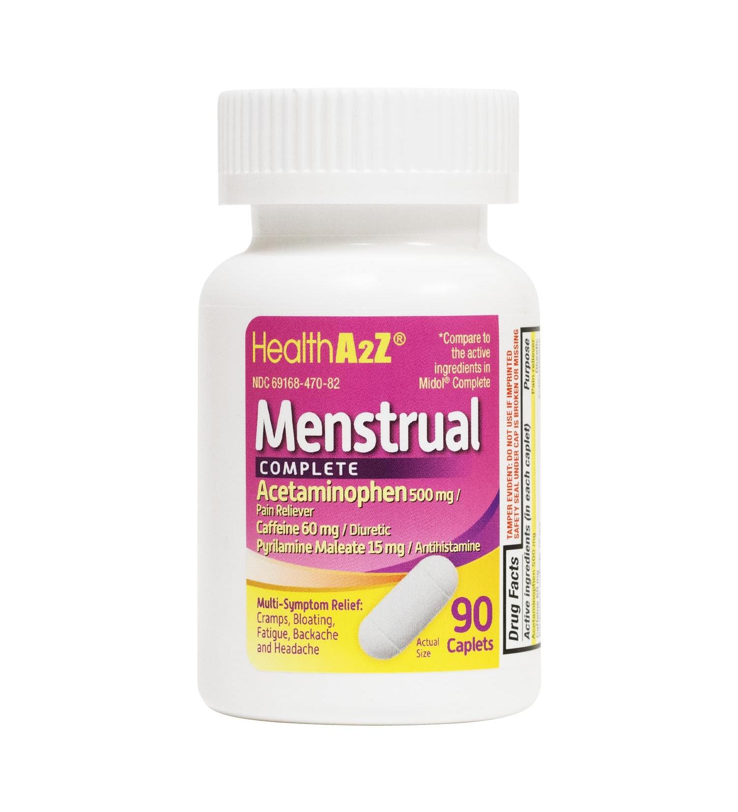 HealthA2Z Menstrual Complete Pain Relief Tablets | Relieves Cramps Bloating Fatigue Backache & Headache (90 Counts) - Buy Online on GoSupps.com