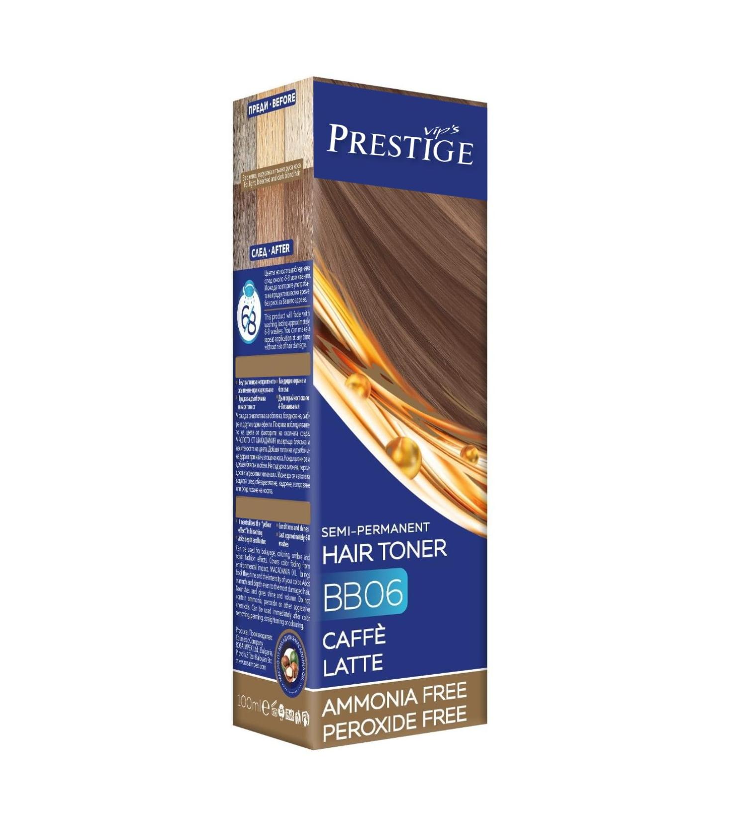 VIPS Prestige Coffee Latte 06 Hair Toner - Ammonia & Peroxide Free Semi-Permanent Color for Blonde & Gray Hair | 100ml - Buy Online on GoSupps.com