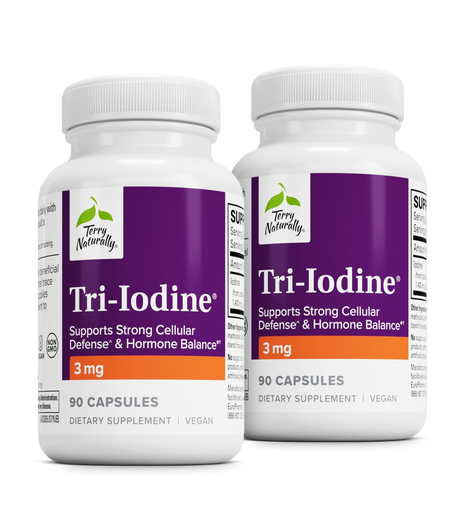 Terry Naturally Tri-Iodine - Dietary Supplement for Breast & Prostate Health Support - Healthy Thyroid Function Supplement Aid - 3 mg 90 Capsules 2 Pack - Buy Online on GoSupps.com
