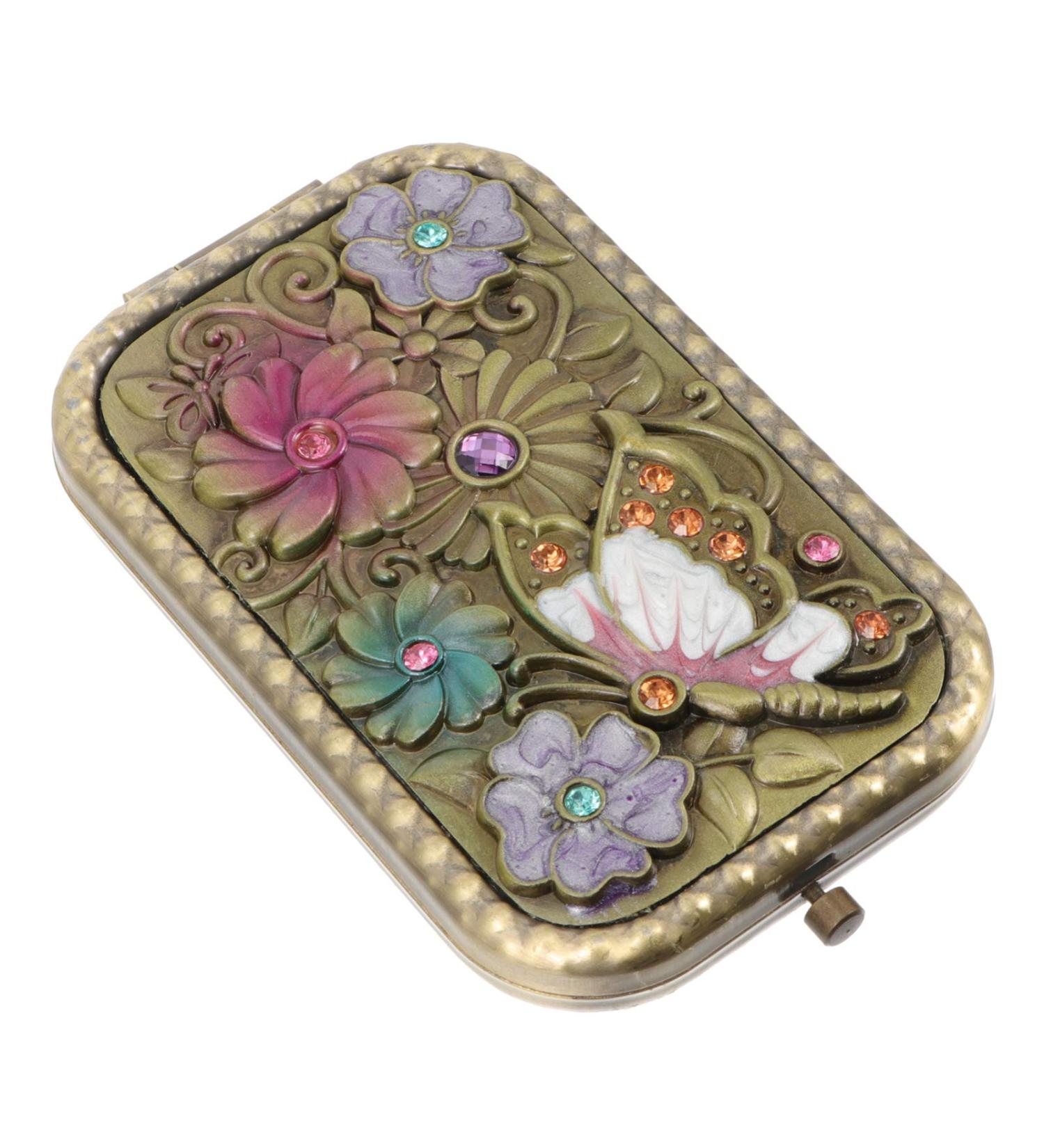 Lurrose Double Sided Vintage Handheld Makeup Mirror - Metal Cosmetic Mirror for Women - Buy Online on GoSupps.com