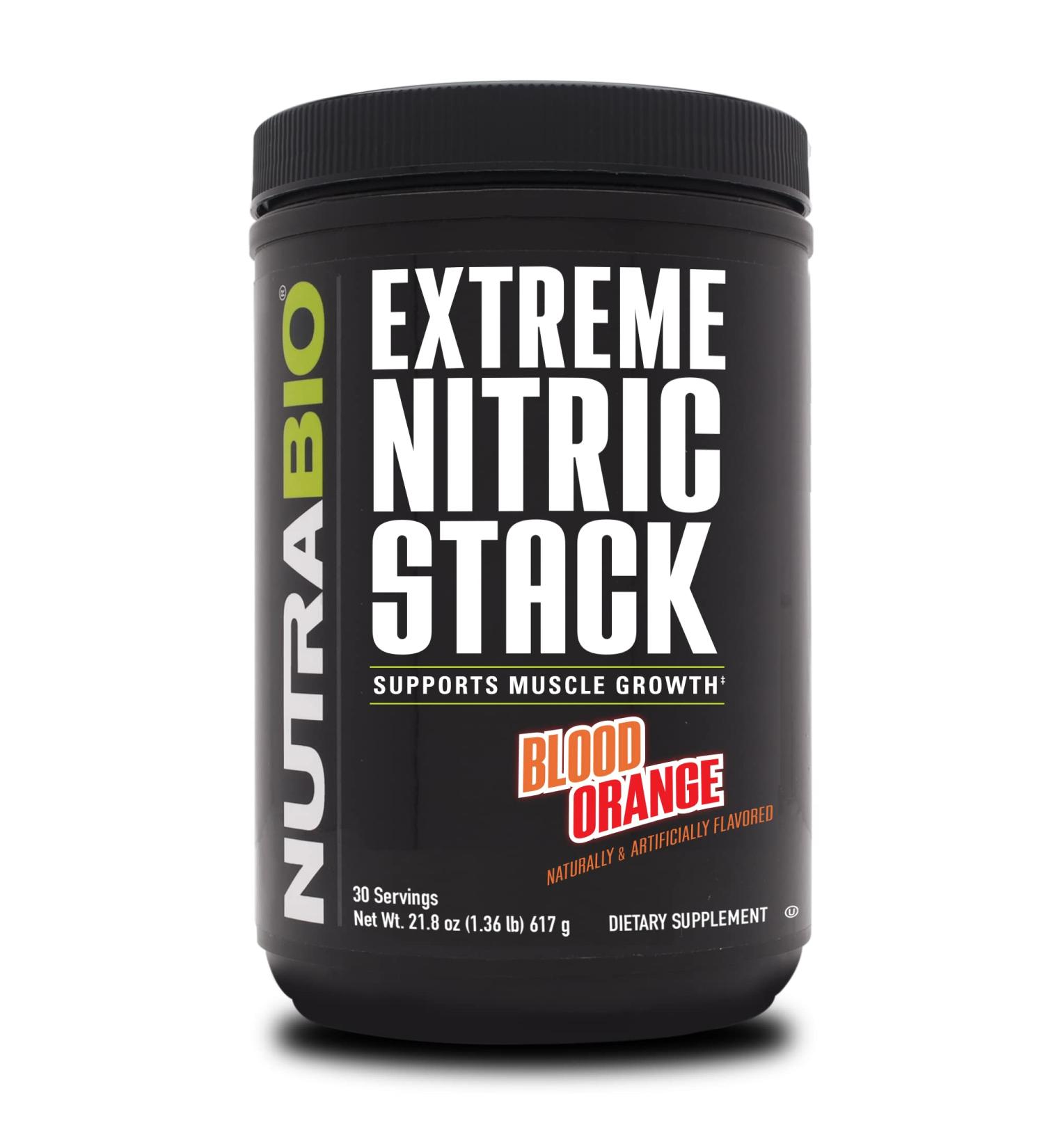 NutraBio Extreme Nitric Stack - Nitric Oxide & Cell Volumizing Formula (Blood Orange) | 30 Servings - Best eCommerce for International Shipping - Buy Online on GoSupps.com