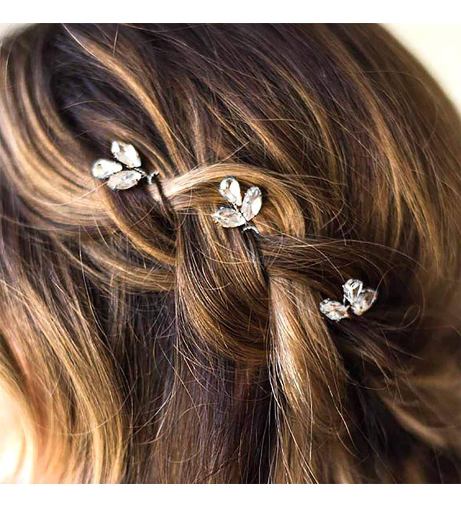 Barode Bridal Wedding Hair Pins Set of 3 - Water Drop & Leaf Rhinestone Headpieces in Silver for Women and Girls - Buy Online on GoSupps.com