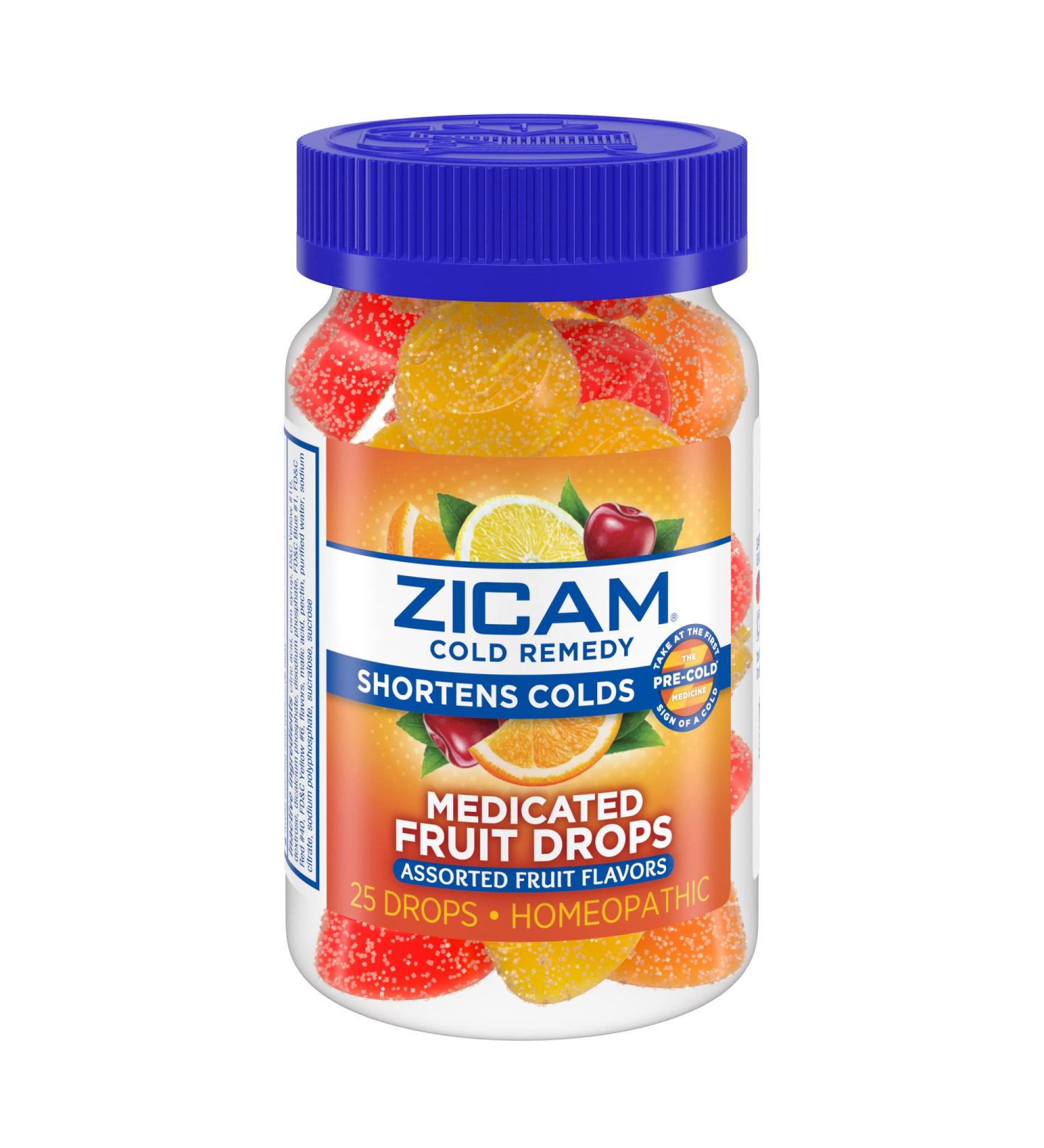 Zicam Cold Remedy Medicated Fruit Drops - Assorted Fruit, 25 Drops | Relief from Cold Symptoms - Buy Online on GoSupps.com