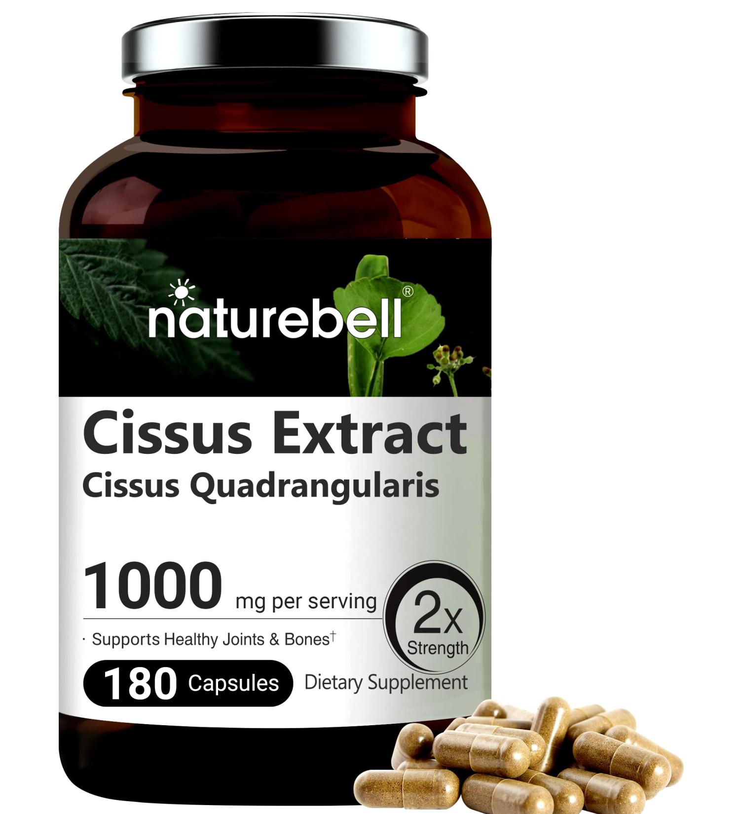 NatureBell Cissus Quadrangularis Capsules- 1000mg 180 ct. Joint & Bone Support Supplement - Buy Online on GoSupps.com