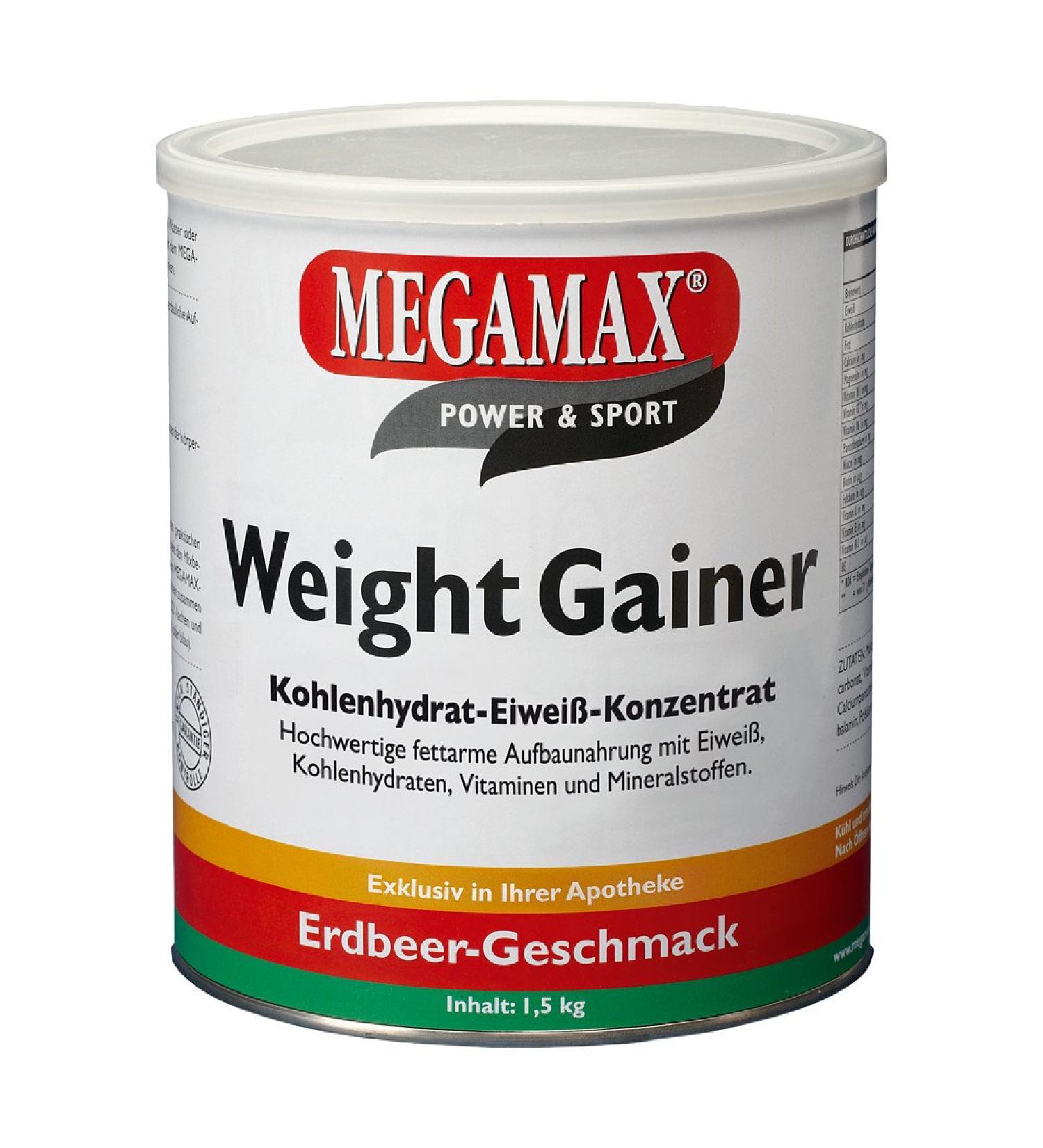 Megamax Weight Gainer Strawberry 1.5 kg 0.5% fat |Vitamins high -quality carbohydrates & Weight Gainer Ideal for hardgainers and underweight |Building food for mass phase mass structure & increase