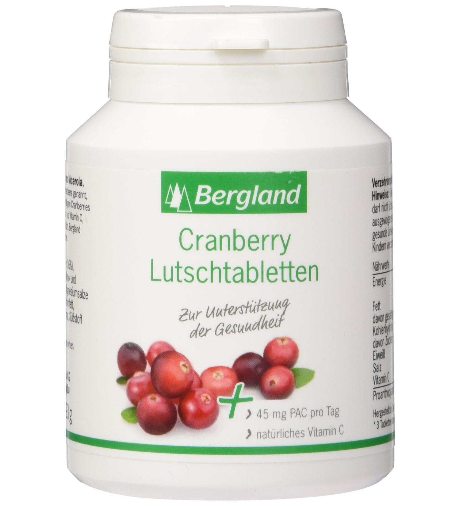 Bergland Cranberry Lutschtabletten - 75 Pieces | Premium Herbal Gummies for Immune Support (93g) - International Shipping Available - Buy Online on GoSupps.com