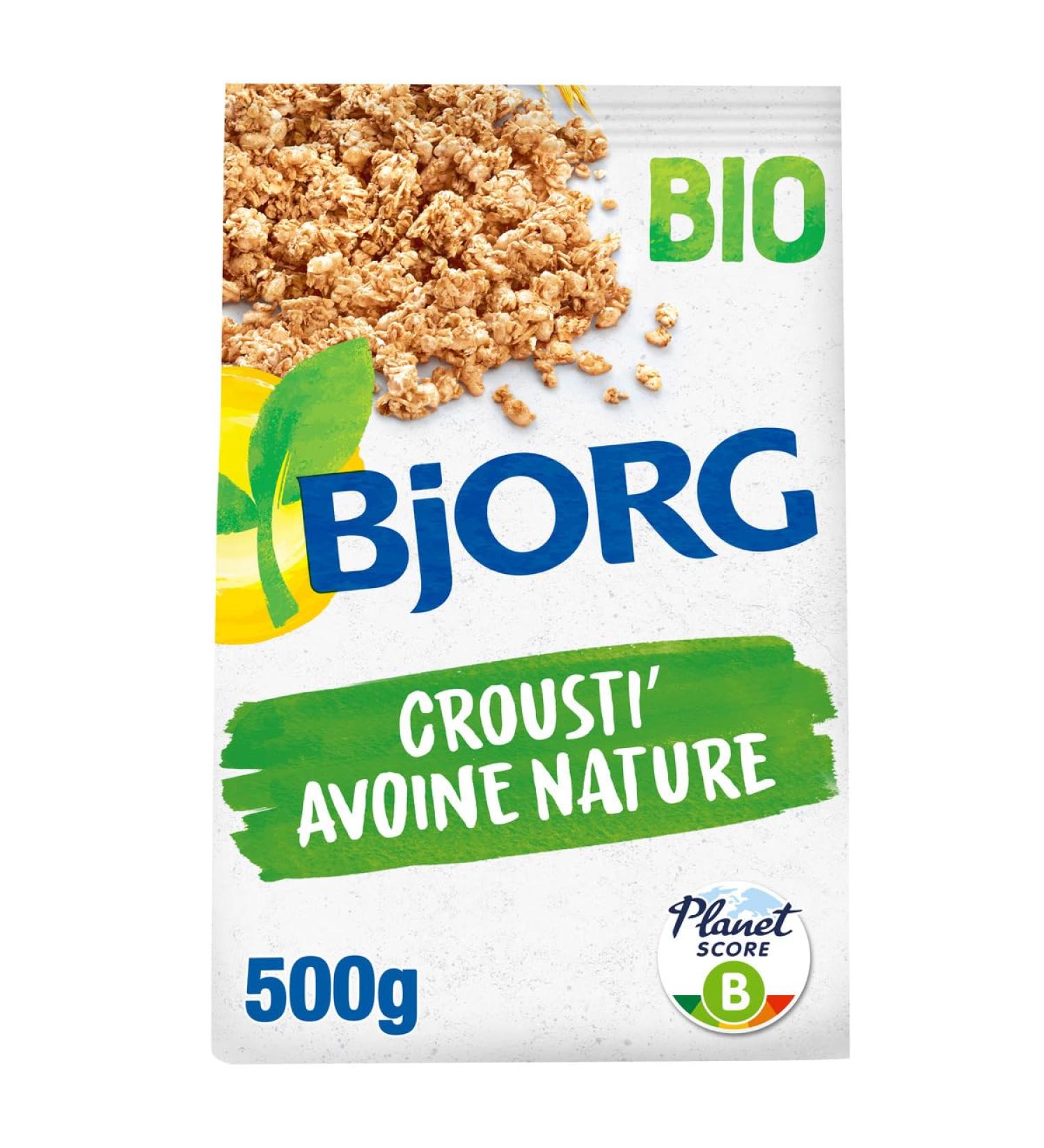 BJORG - C r ales Bio Crousti' Avoine Nature - Aux C r ales Compl tes - Sans Huile de Palme - Riche en Fibres - R duit en Sucres - Sachet de 500 g Nature - 500 g - Buy Online on GoSupps.com
