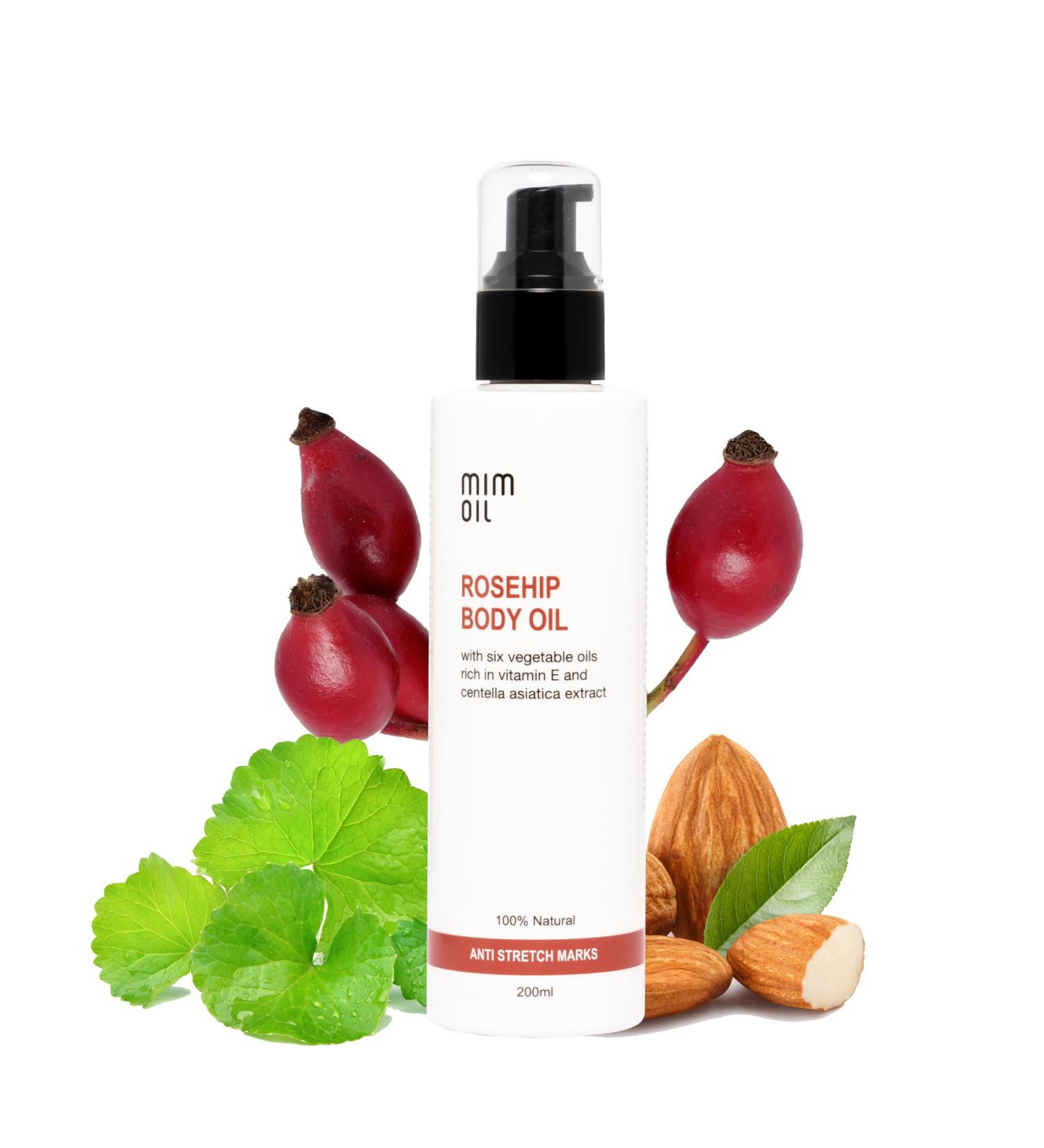 Anti-stretch mark oil with rosehip sweet almond centella asiatica and oils rich in vitamin E. 200ml. 100% natural. Moisturizes and helps prevent stretch marks. - Buy Online on GoSupps.com