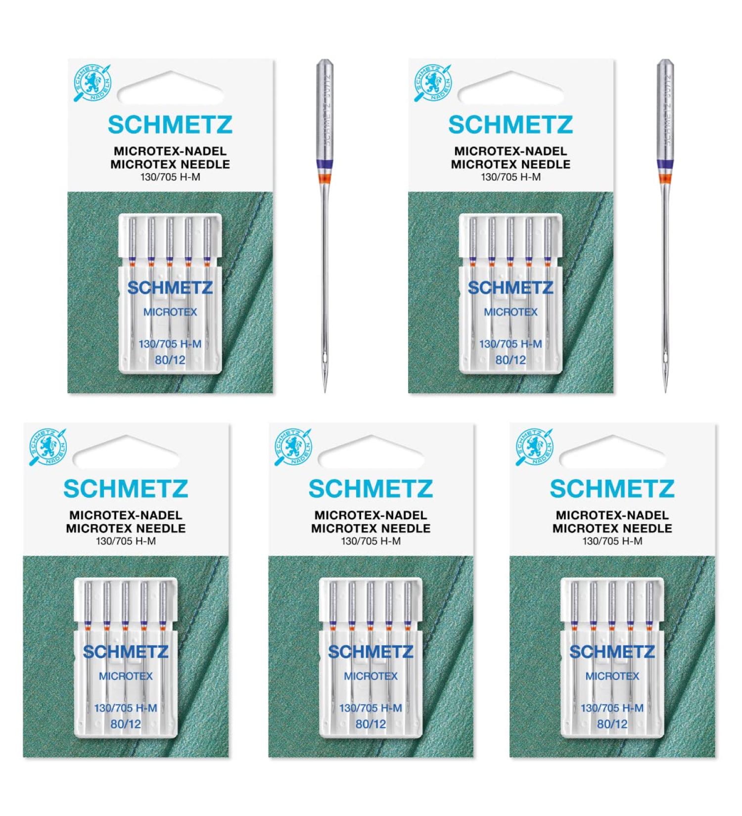 25 Schmetz Microtex Sharp Sewing Machine Needles 130/705 H-M Size 80/12