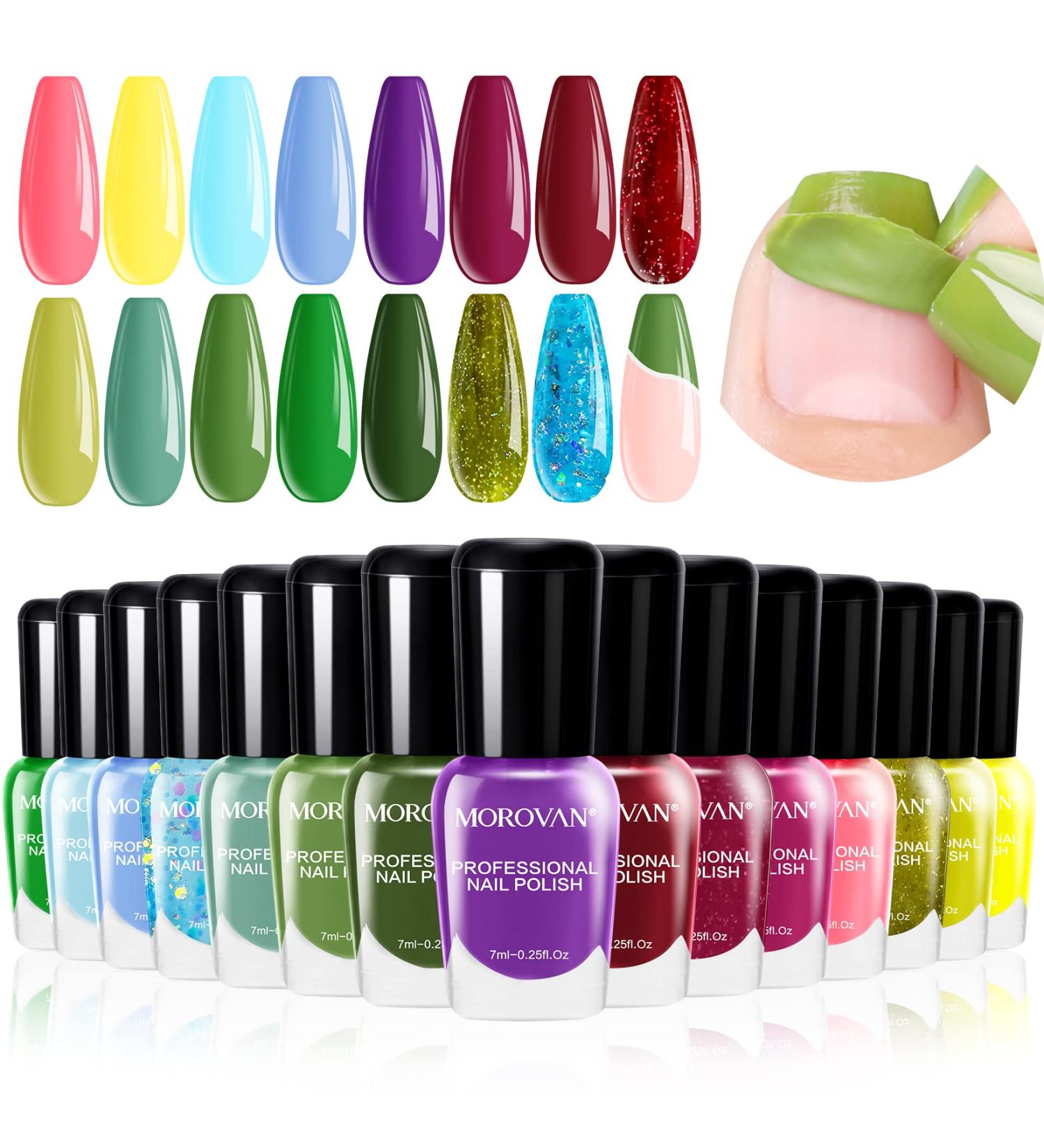 Morovan Christmas Nail Polish Set - 15 Colors, Quick Dry, Non-Toxic, Easy Peel Off - Perfect Gift for Women & Girls - Glossy Salon Water Based Polish - Buy Online on GoSupps.com