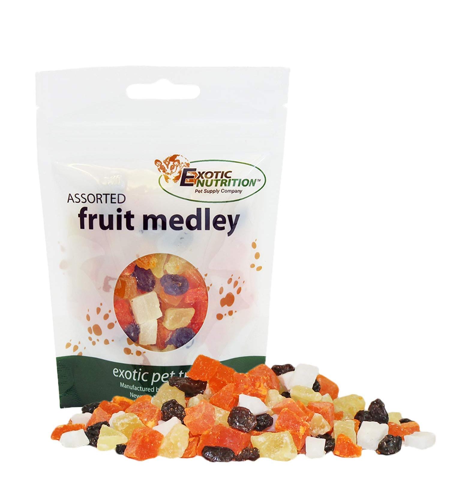 Fruit Medley Treat (6 oz.) - Healthy Natural Dried Fruit Treat - Sugar Gliders Squirrels Chinchillas Prairie Dogs Opossums Marmosets Monkeys Parrots Birds Rabbits Guinea Pigs & Small Pets - Buy Online on GoSupps.com