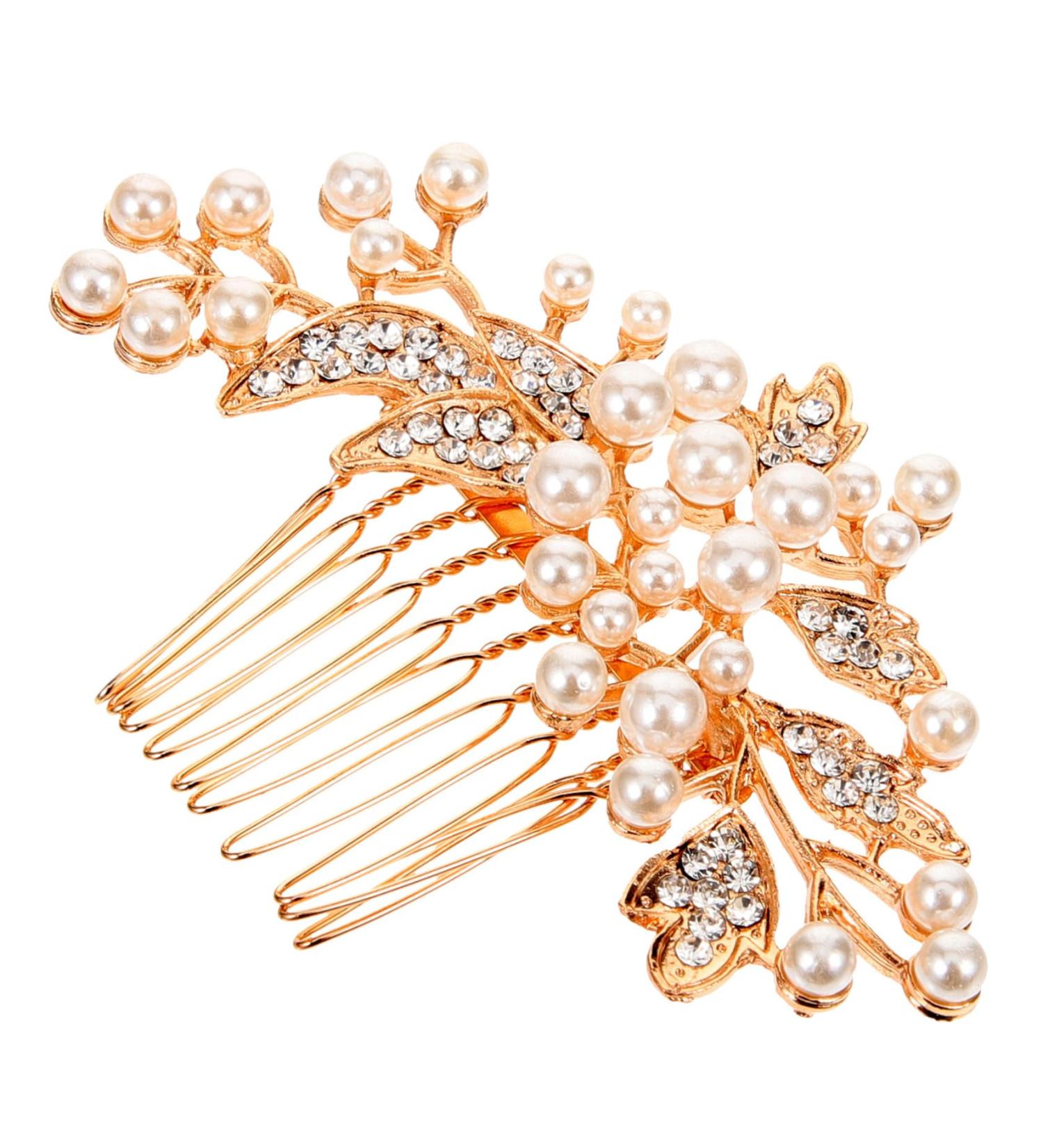 MAGICLULU Accessories Hair Side Comb for Girl Bride Hair Side Comb Tiara Hair Comb for Women Pearl Hair Comb European and American Headgear Crown Hair Accessories Women's Rhinestones - Buy Online on GoSupps.com
