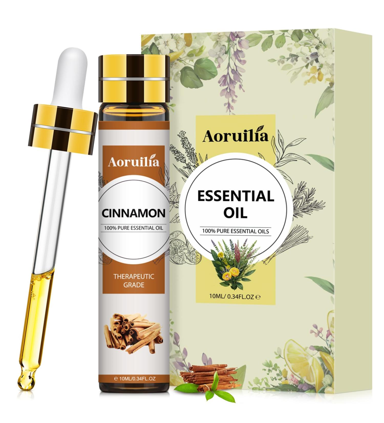 Aoruilia 10ml Cinnamon Essential Oil 100% Pure Natural Cinnamon Bark Oil Essential Oils for Diffuser for Home Aromatherapy Relax Sleep Spa DIY Soap Candle Making Cinnamon 10 ml (Pack of 1) - Buy Online on GoSupps.com