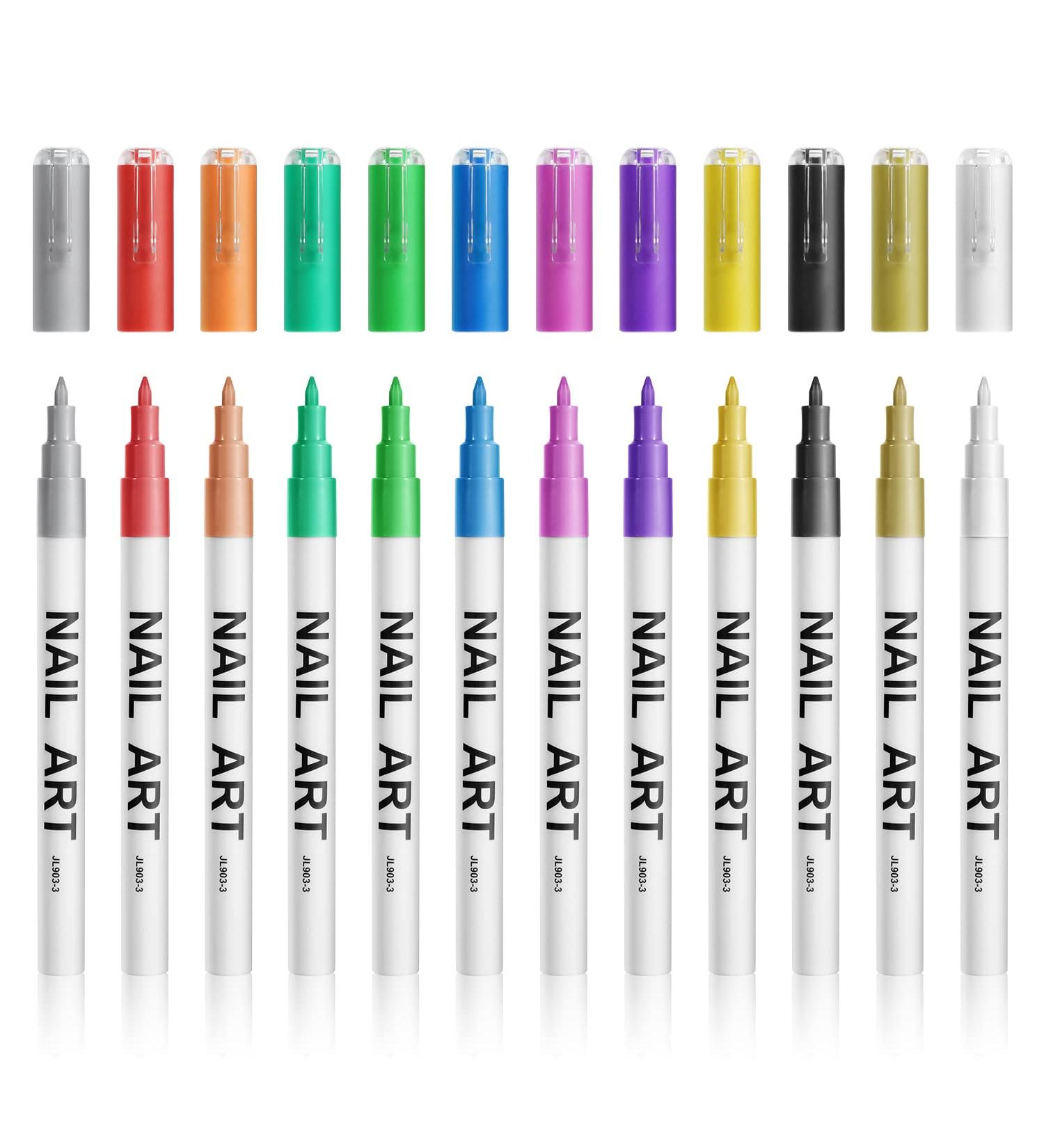 12pcs 3D Nail Art Pens Set - Fine Tip Graffiti Drawing Pen for DIY Nail Painting - Manicure Tools (12 Colors) - Buy Online on GoSupps.com