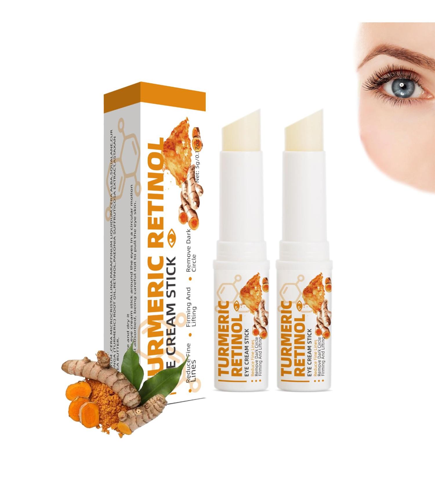  YOENBG Turmeric Balm for Under Eye Bags Anti Aging Cream Retinol Eye Pencil Under Eye Bag Remover Eye Moisturizing Stick for Puffiness and Dark Circles (2 - Buy Online on GoSupps.com