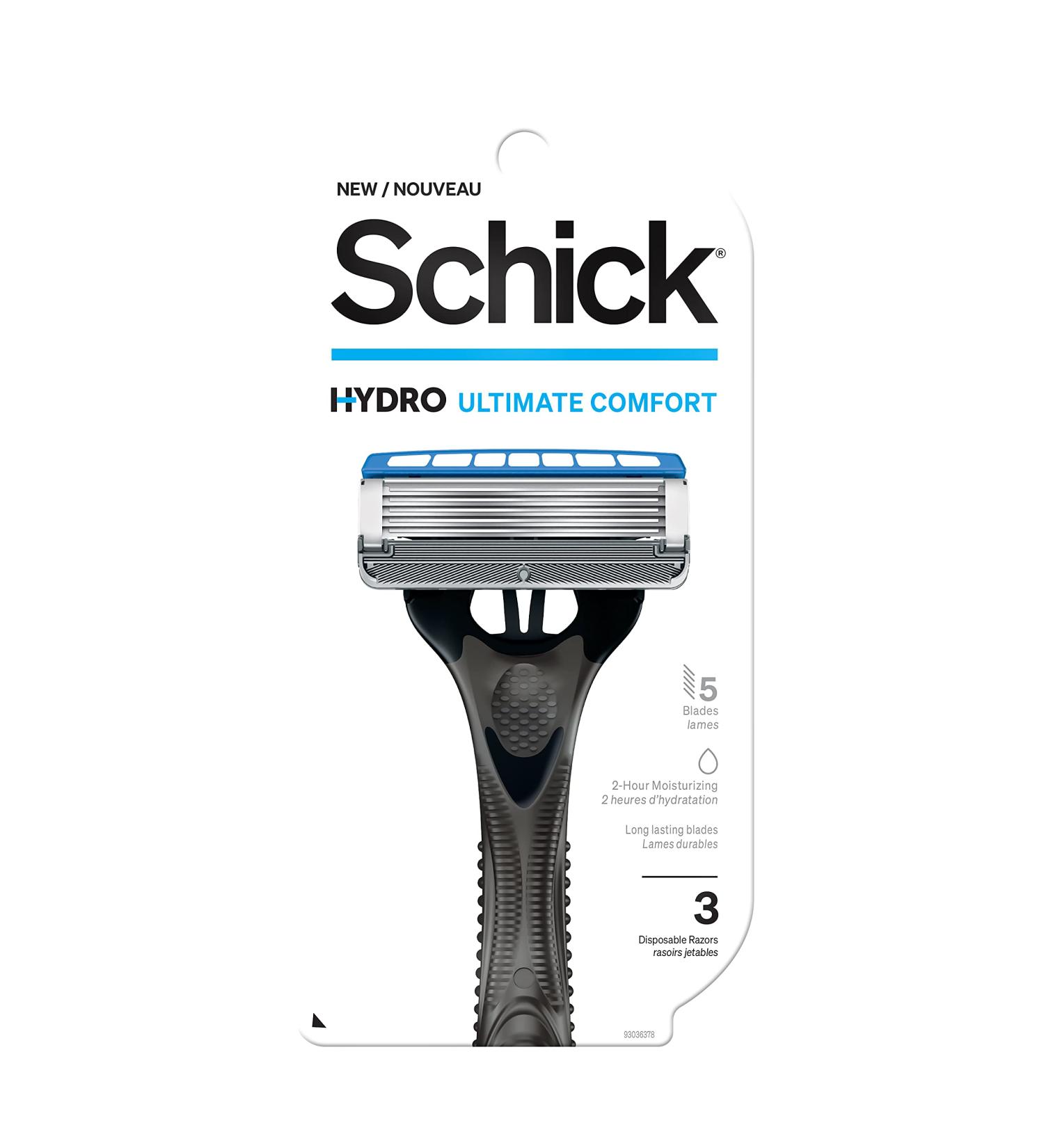 Schick Hydro 5 Disposable Razors for Men - Hydrating Gel Reservoir 3 Count | International Shipping - Buy Online on GoSupps.com