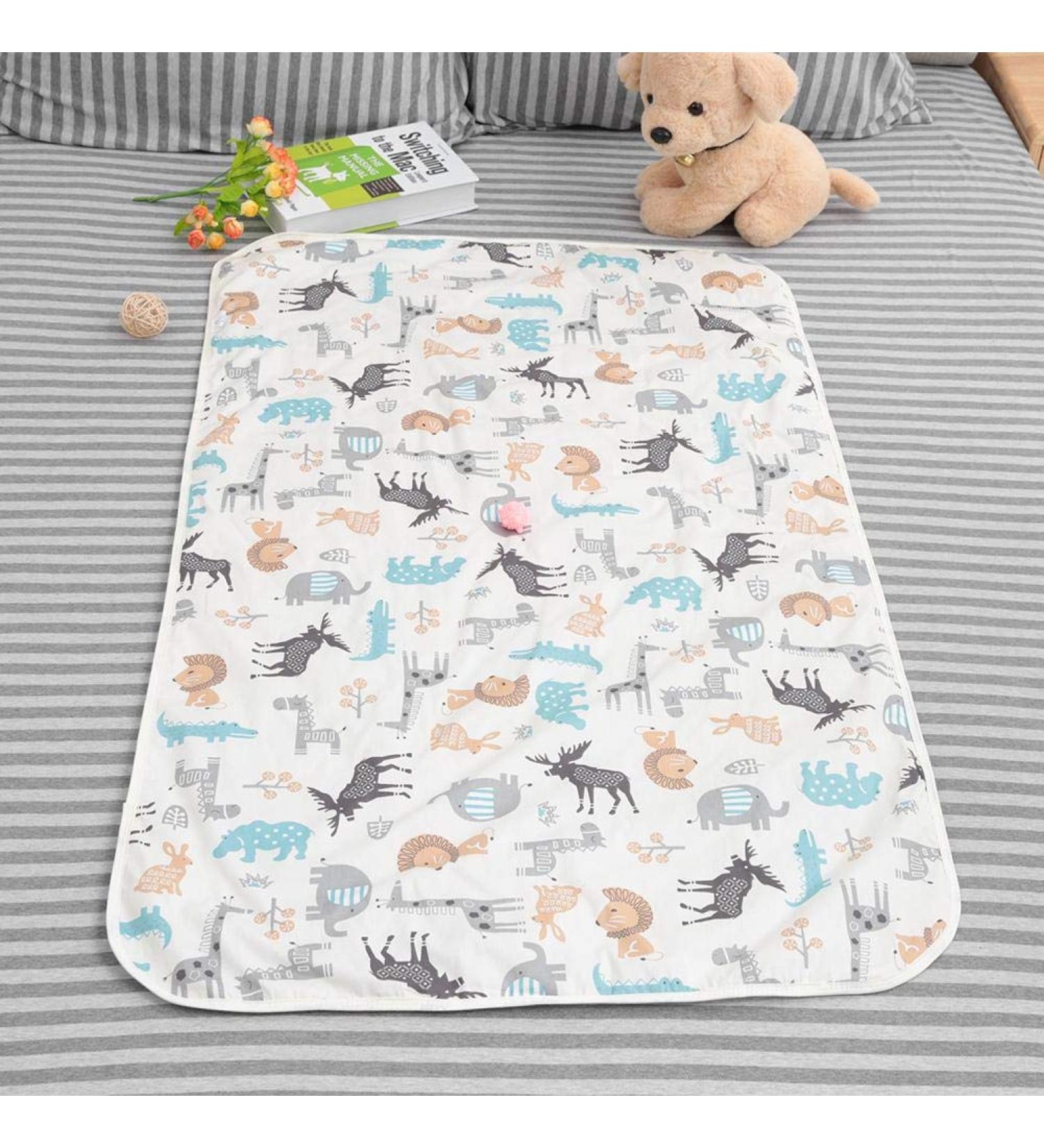 75x120cm 3-Layer Baby Urine Pad - Breathable Waterproof Nappy Liner Diaper Changing Mat - Beige Deer Design - Buy Online on GoSupps.com