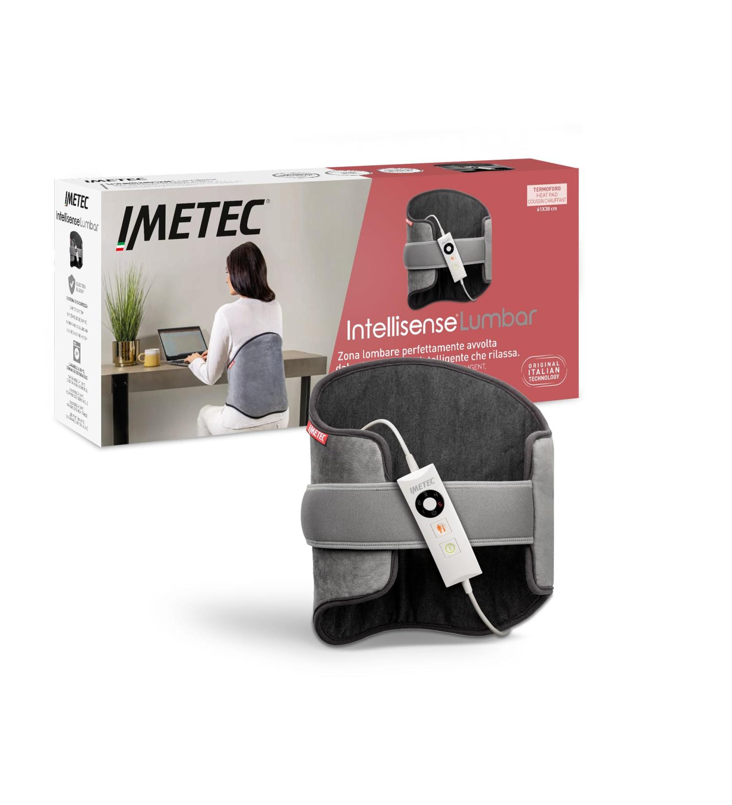 Imetec Intellisense Lumbar Heating Pillow - Fast Heating Hypoallergenic 5 Temperature Settings Washable 61x38 cm for Ultimate Comfort - Buy Online on GoSupps.com