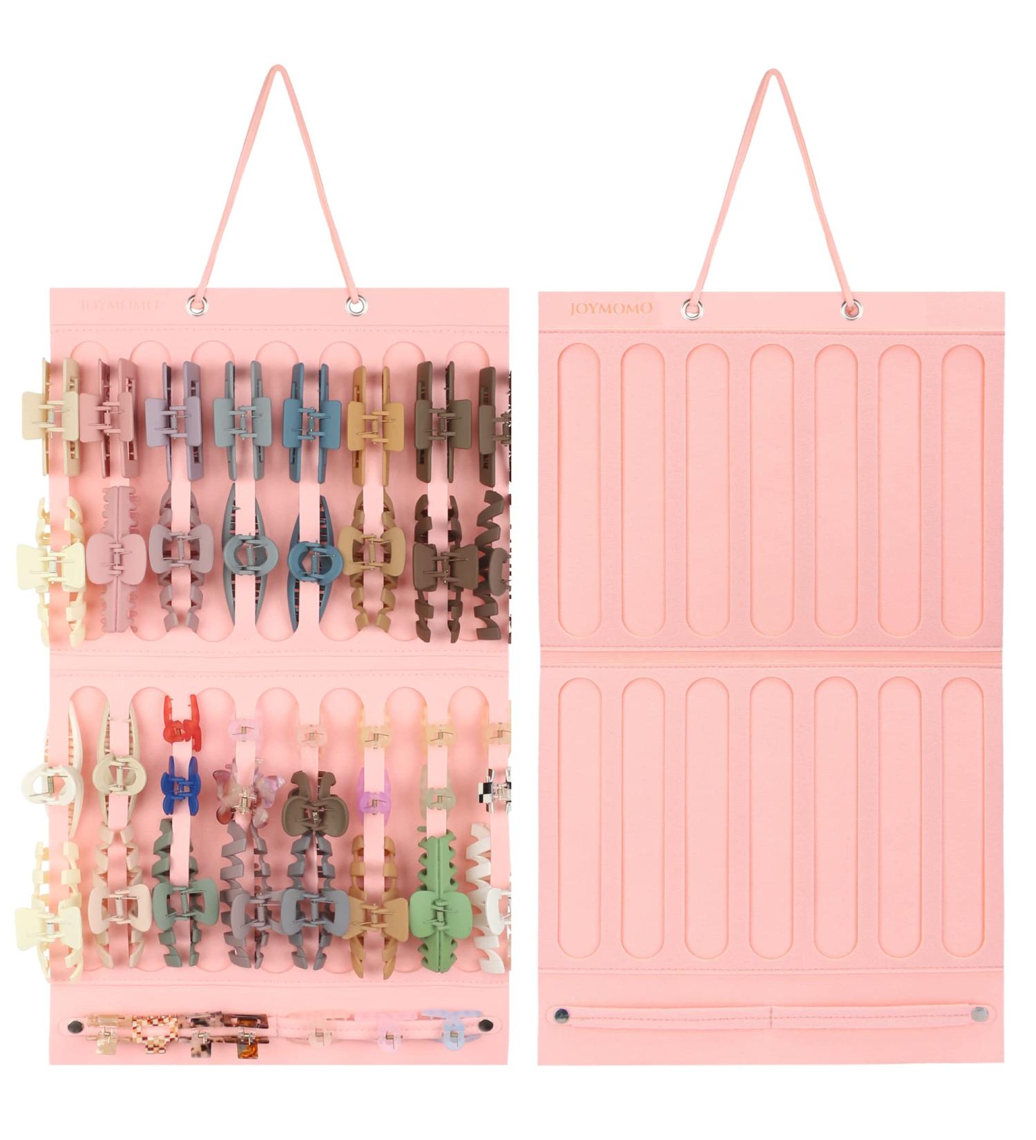 JOYMOMO Hanging Hair Claw Clip Organizer - Pink Felt Storage for Women & Girls - Buy Online on GoSupps.com