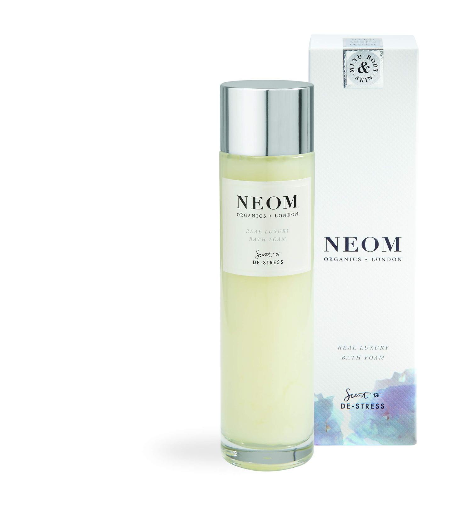 NEOM Real Luxury Bath Foam 200ml | Lavender, Jasmine, & Rosewood | Coconut & Almond Oil | De-Stress Scent - Buy Online on GoSupps.com