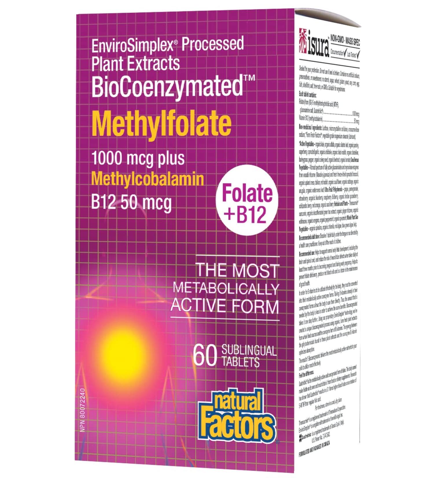 Natural Factors Methylfolate 1000 mcg - 60 Quick Melt Tablets for Optimal Support - Buy Online on GoSupps.com