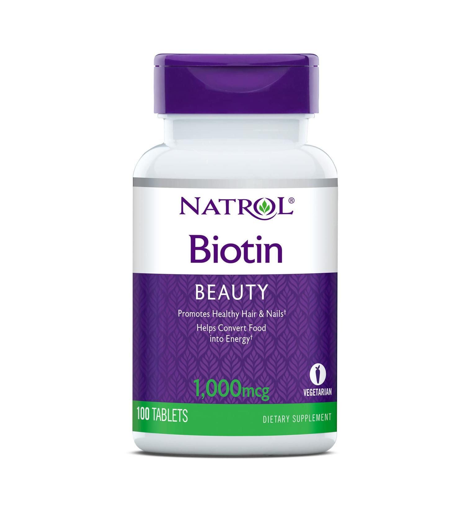 Natrol Biotin Beauty 1000 mcg - Dietary Supplement for Healthy Hair, Skin, Nails & Energy Metabolism - 100 Tablets - Buy Online on GoSupps.com