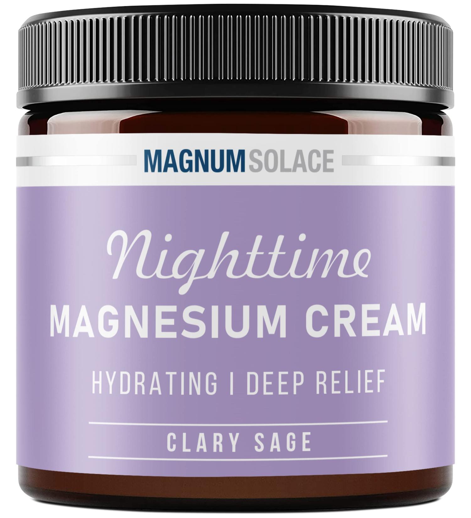 Magnum Solace Magnesium Lotion Nighttime Magnesium Cream Apply to Legs Arms or Chest - Topical Magnesium Chloride USA Made and Safe for Kids (Clary Sage) - Buy Online on GoSupps.com