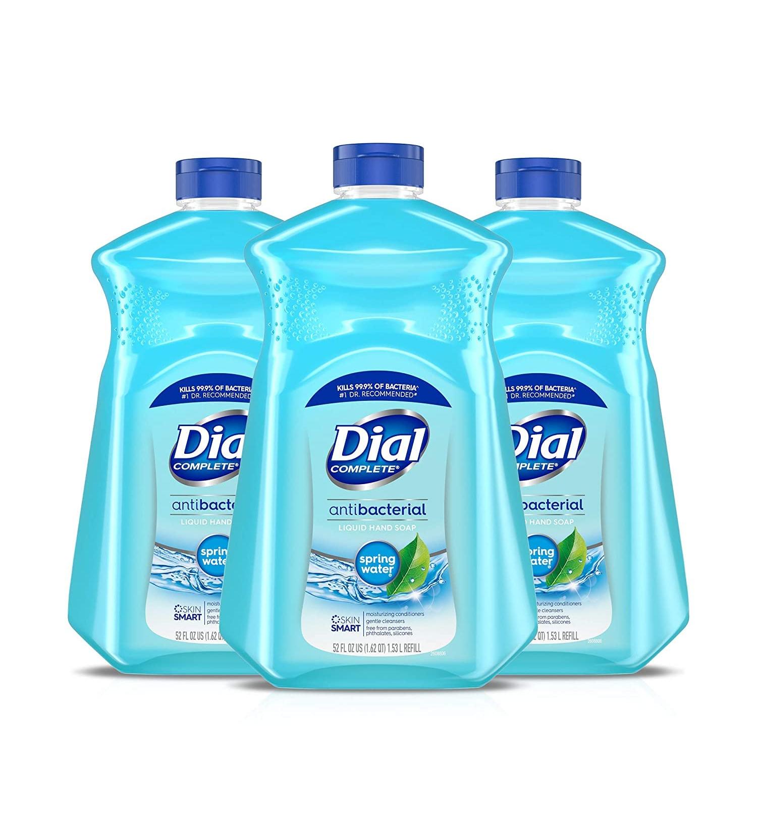 Dial Antibacterial Liquid Hand Soap Refill, Spring Water, 52 fl oz, 3 Pack - Buy Online on GoSupps.com