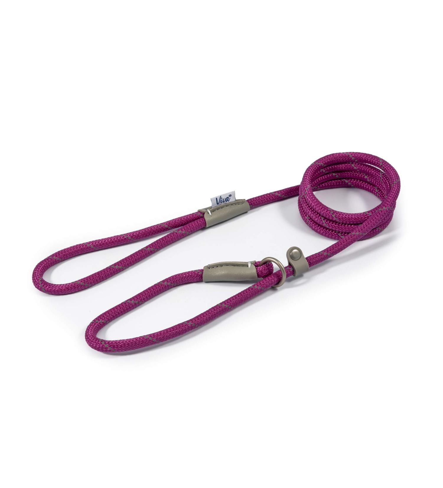 Ancol Viva Reflective Rope and Real Leather Slip Lead. 150x 0.8cm. PURPLE Purple 150 cm x 0.8 cm (Pack of 1) - Buy Online on GoSupps.com
