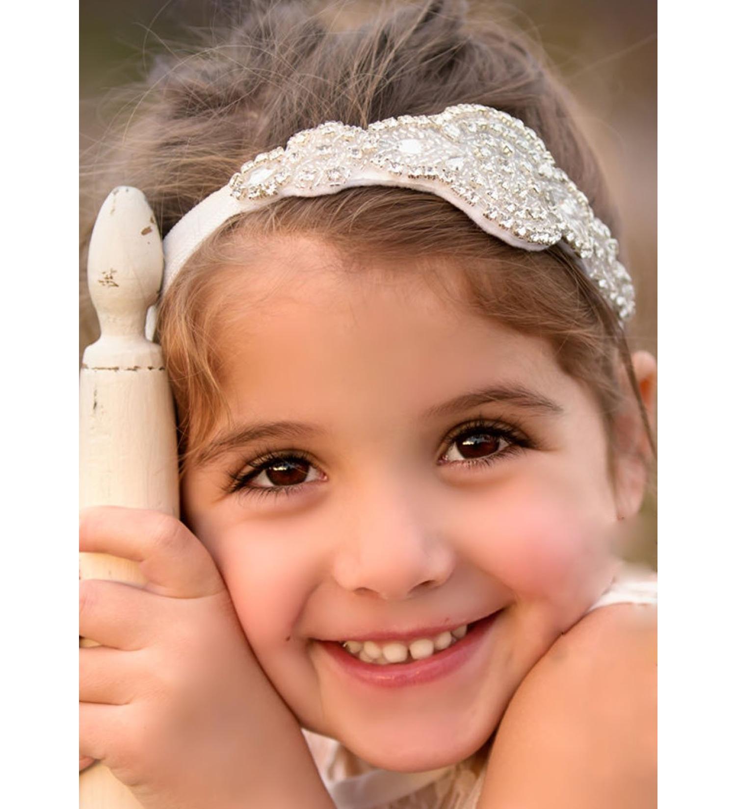 Handmadejewelrylady Handmade Flower Girl Headband Wedding crown Headband Baby Girl Crystal Tiara Headpiece