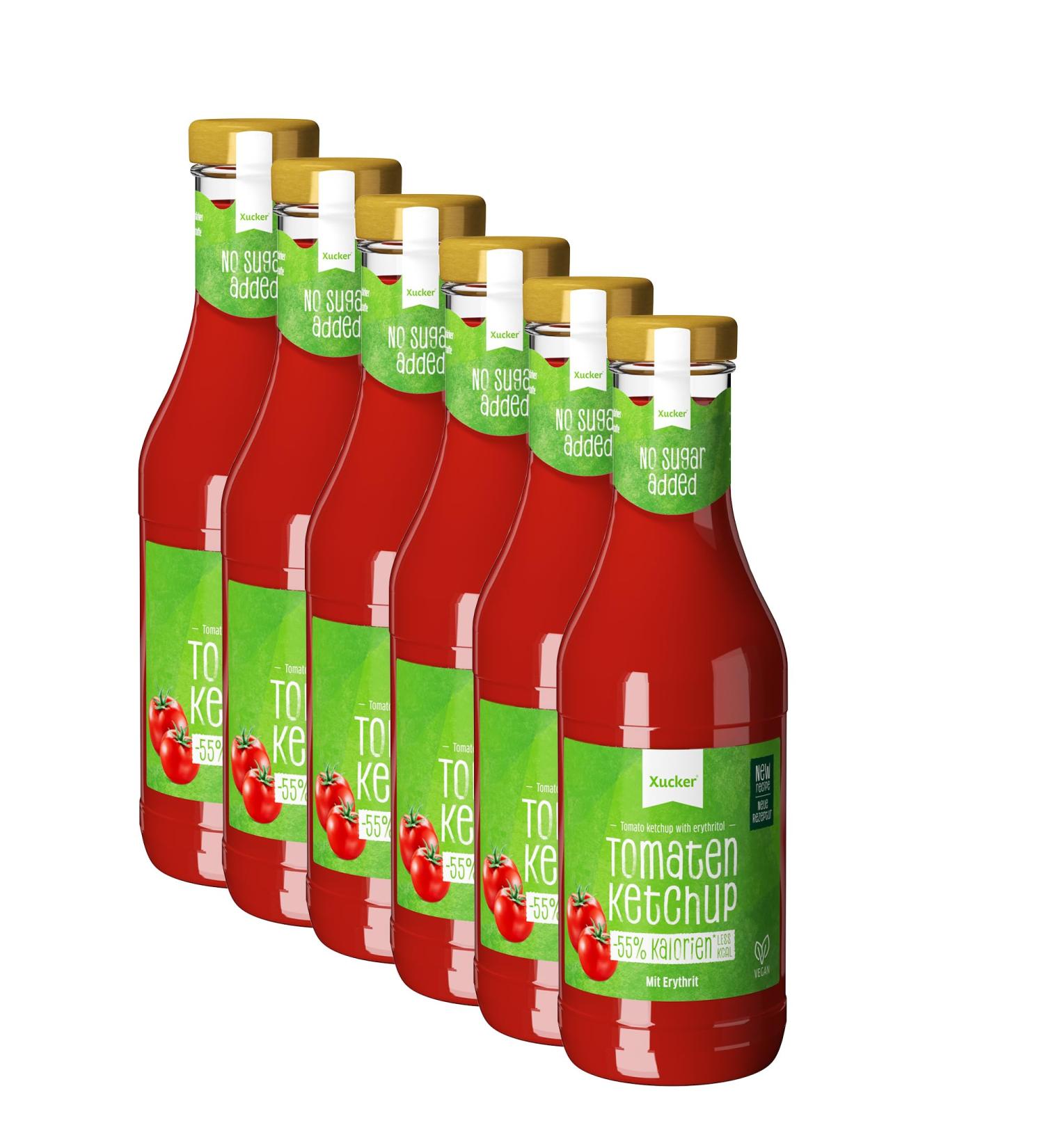 Xucker Ketchup Set 6x500ml | Sugar-Free Tomato Ketchup with Erythritol | Vegan & Low-Calorie | Perfect for Grilling Cooking & Seasoning - Buy Online on GoSupps.com