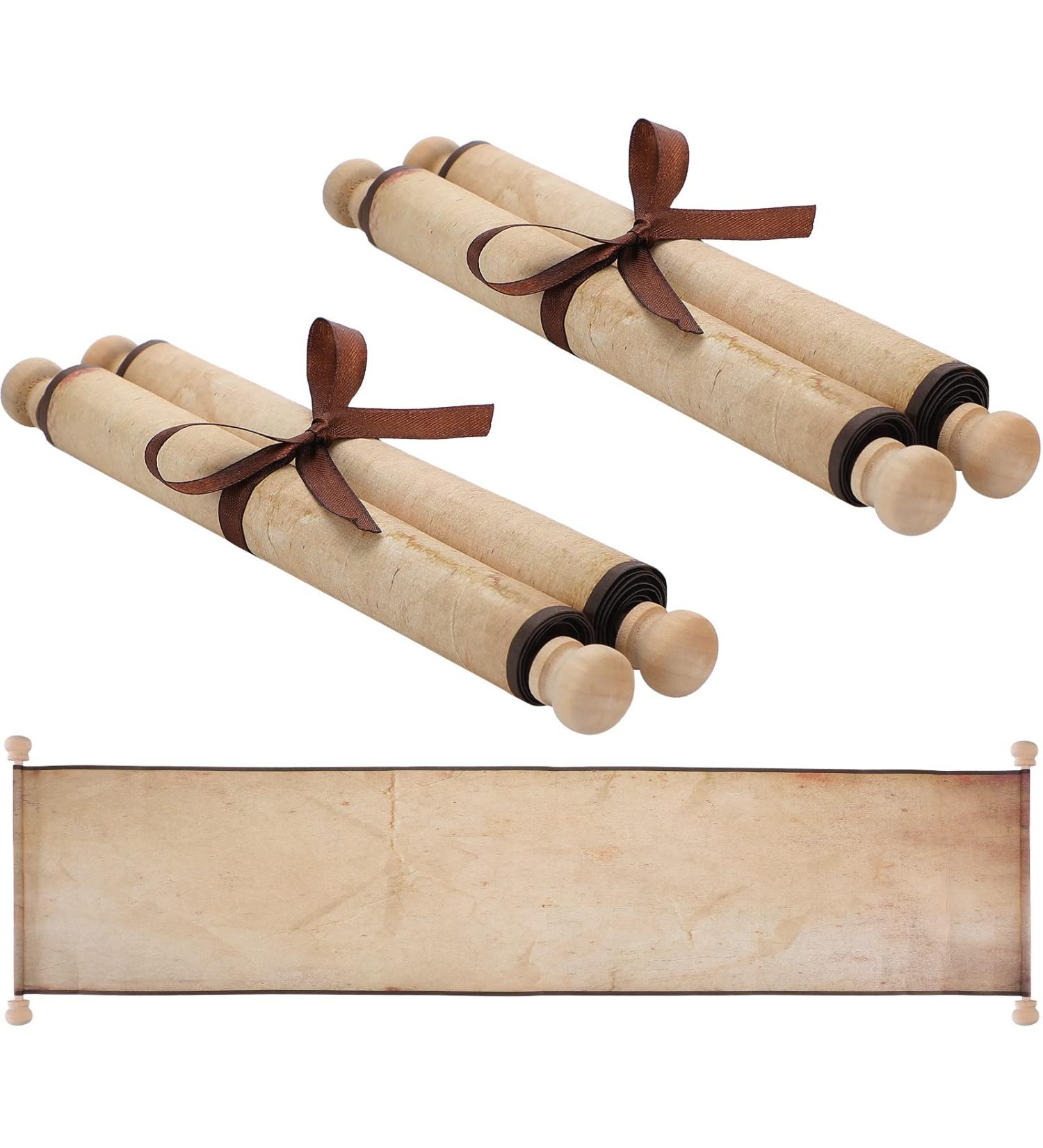 2 Pack Blank Paper Scrolls 7.5 x 31 Inches Scroll Paper Wrapped on Wood Rod for Writing Drawing Calligraphy Wedding Vows Invitation Renaissance Festivals Naughty or Nice List - Buy Online on GoSupps.com