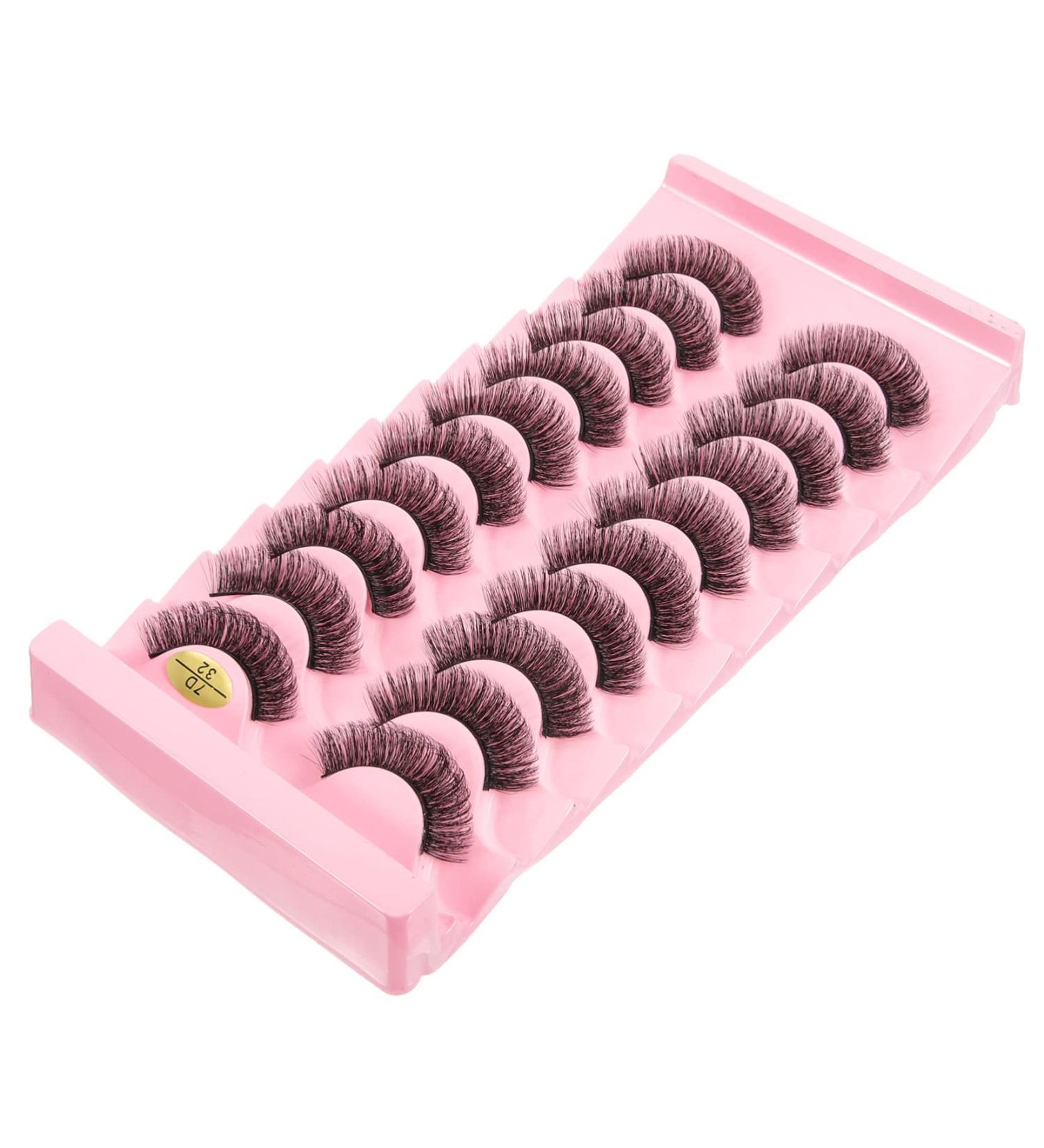 DOITOOL Natural Women Lashes Wispy Lashes Natural Look 10 Pairs Fake Eyelashes Fiber Russia 7d Curly Natural Looking False Eyelashes Natural Strip Lashes - Buy Online on GoSupps.com