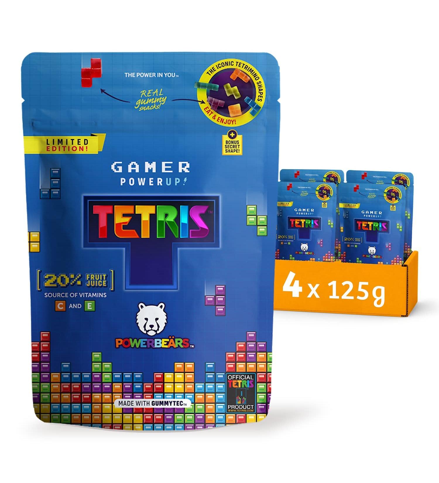 Powerbeaous Gamer Gummy Bears - Tetris Shaped 20% Juice & Vitamins 8 Fruity Flavors 4x125g Pack - Buy Online on GoSupps.com